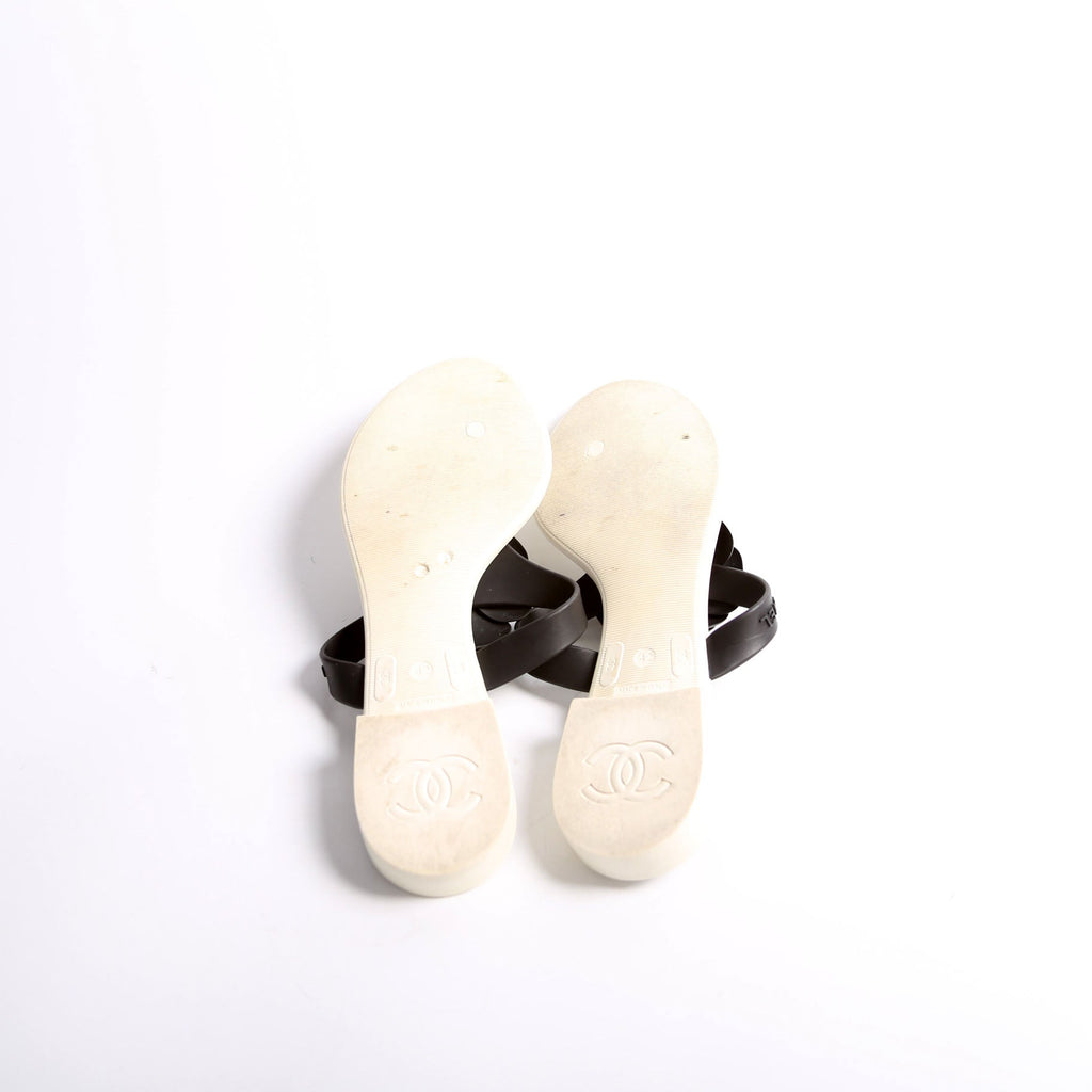 Camellia Flower Rubber Flip Flops Size 42 White/Black