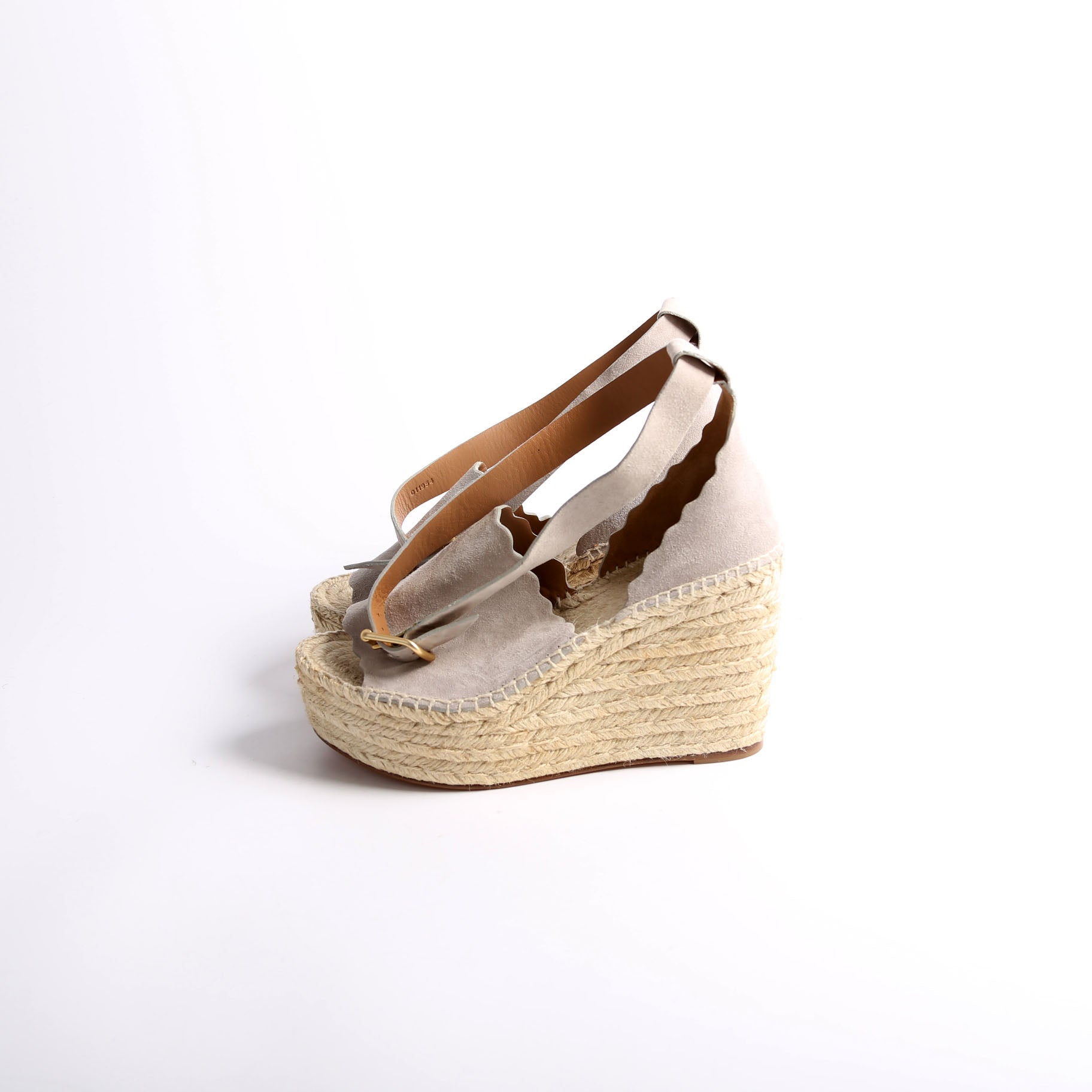 Lauren Scalloped Espadrille Wedges Size 39