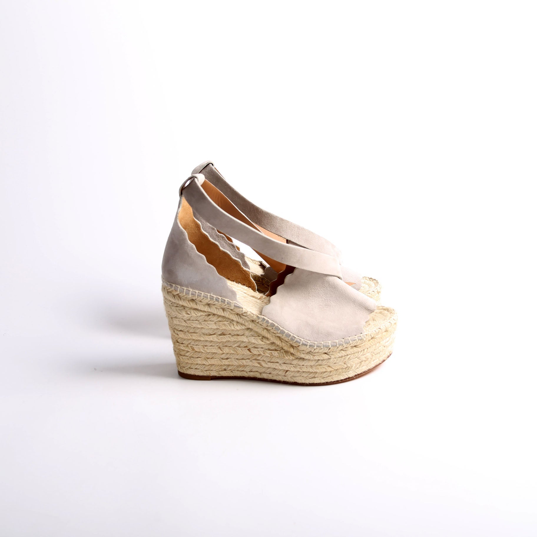 Lauren Scalloped Espadrille Wedges Size 39