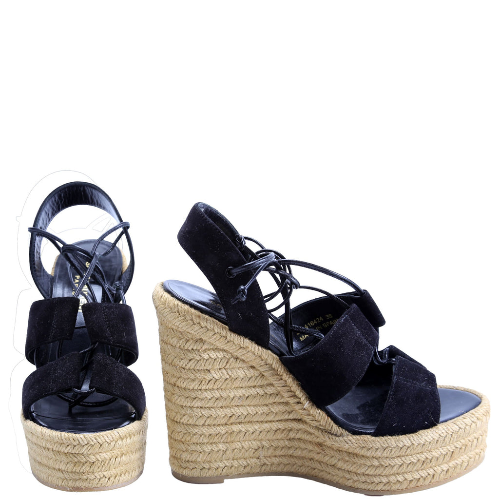 Suede Lace Up Espadrille Wedges Size 38