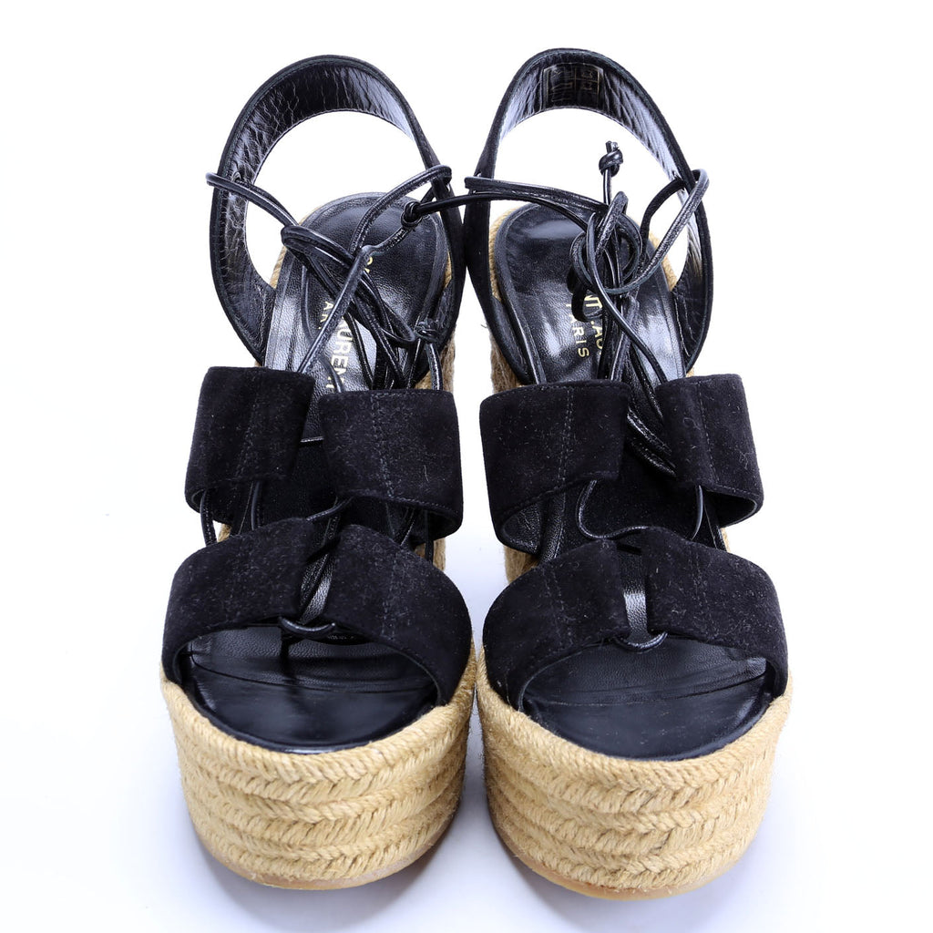 Suede Lace Up Espadrille Wedges Size 38