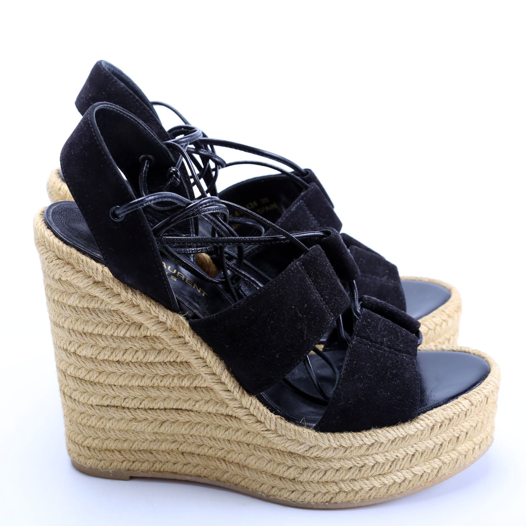 Suede Lace Up Espadrille Wedges Size 38