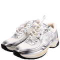 CC Stretch Laminated Calfskin Sneakers Size 38 Silver