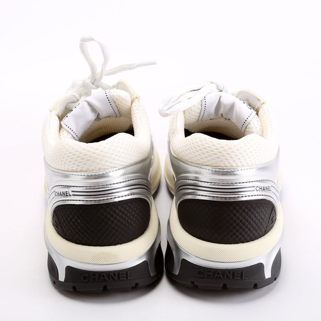 CC Stretch Laminated Calfskin Sneakers Size 38 Silver