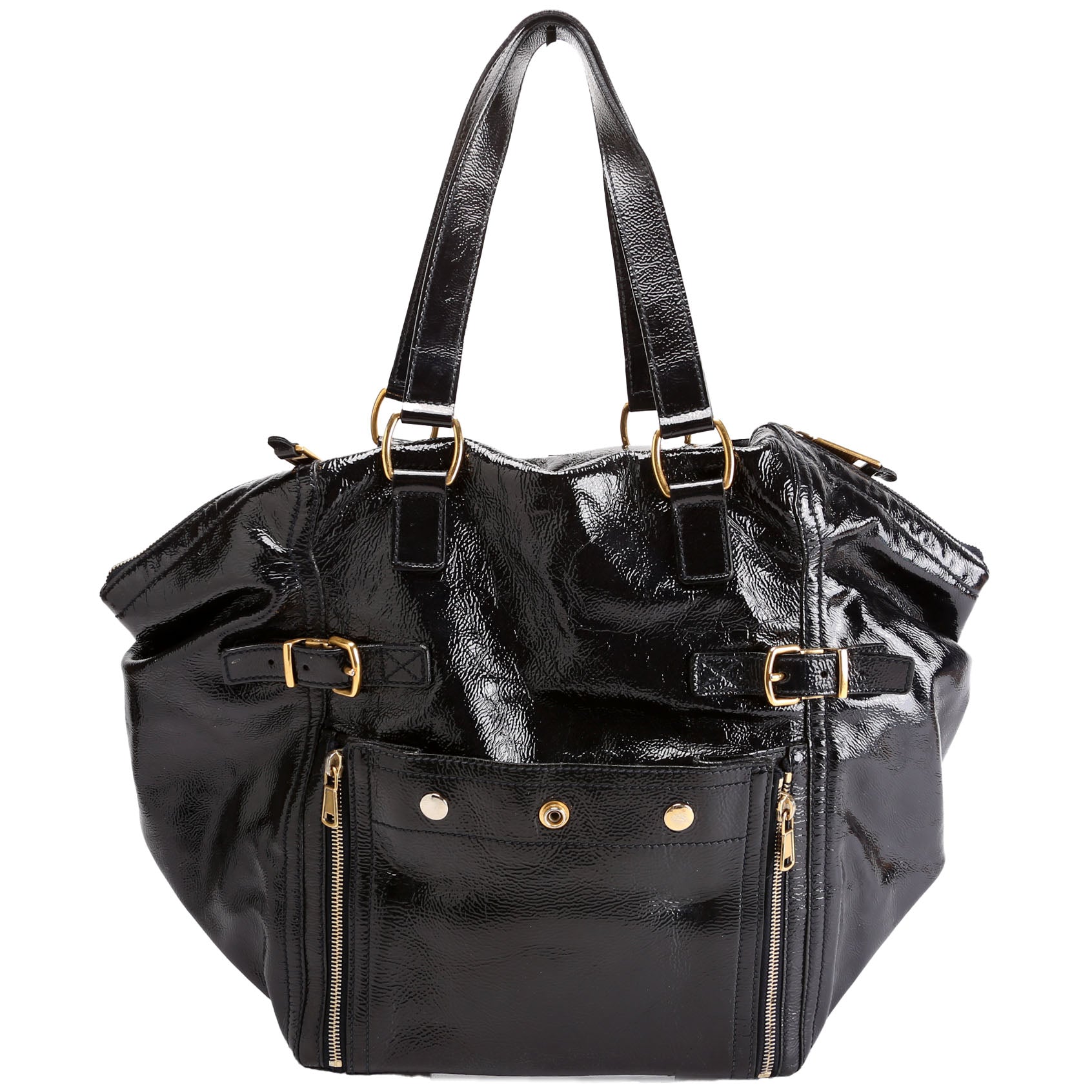 Patent Leather Rive Gauche Downtown Shoulder Bag Navy