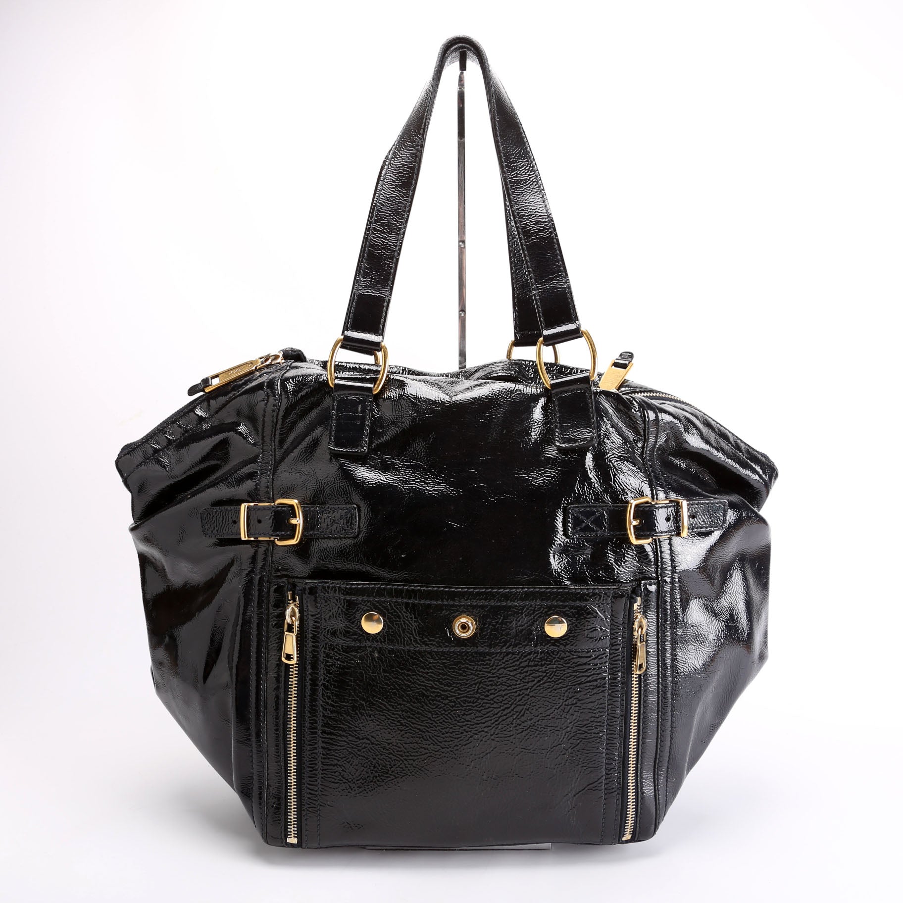 Patent Leather Rive Gauche Downtown Shoulder Bag Navy