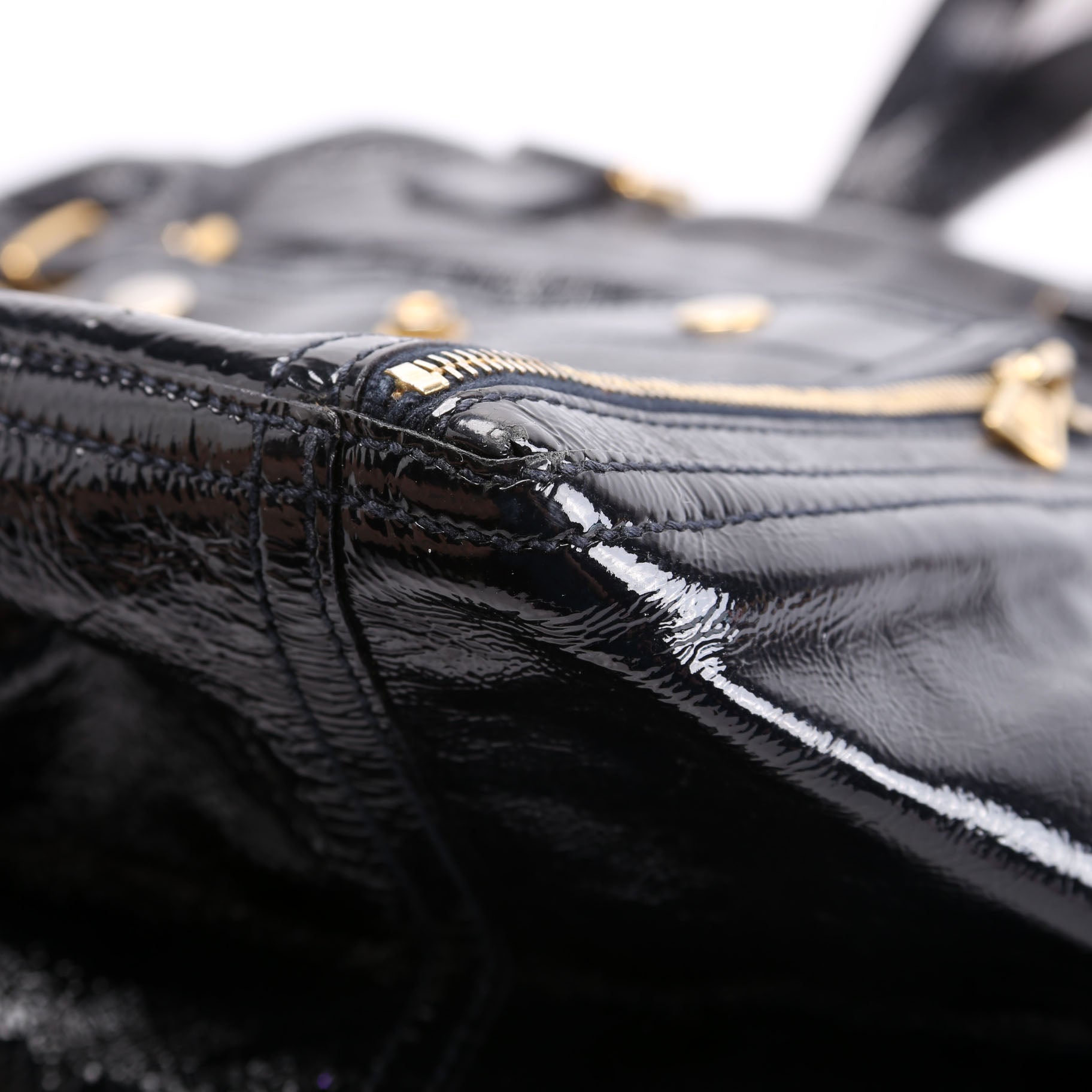 Patent Leather Rive Gauche Downtown Shoulder Bag Navy