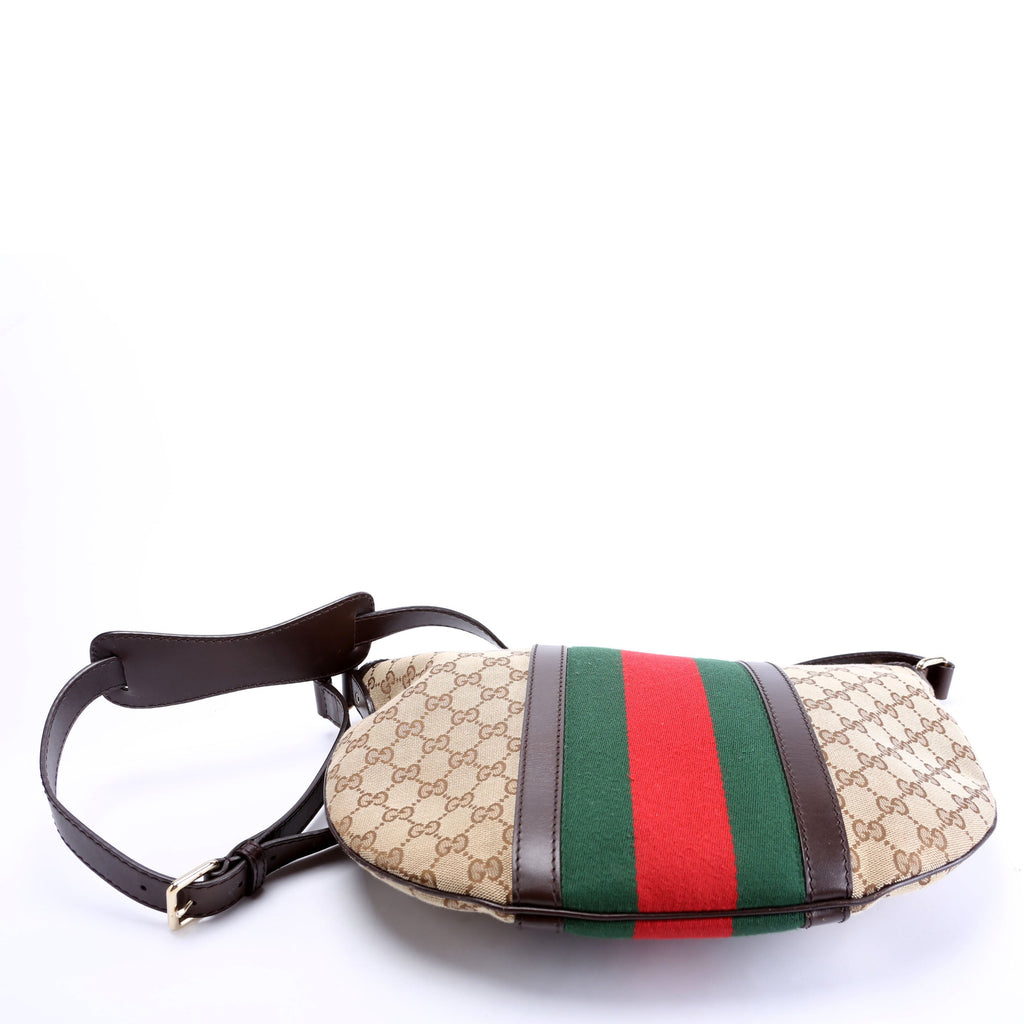 257082 GG Canvas Web Half Moon Hobo