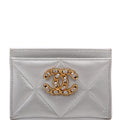 Quilted Lambskin 19 Card Holder Silver