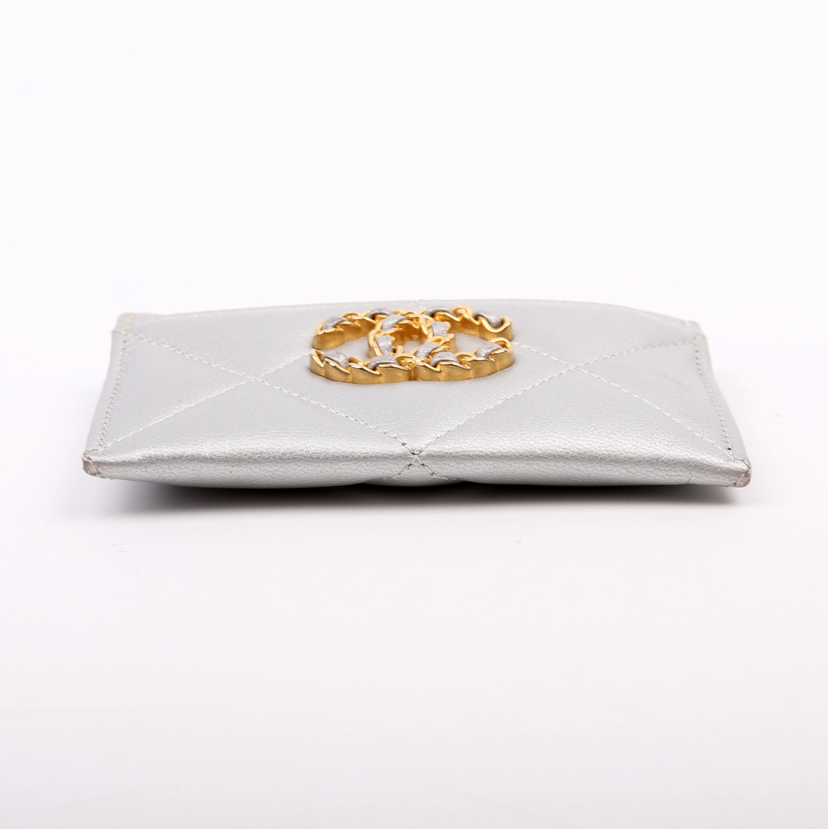 Quilted Lambskin 19 Card Holder Silver