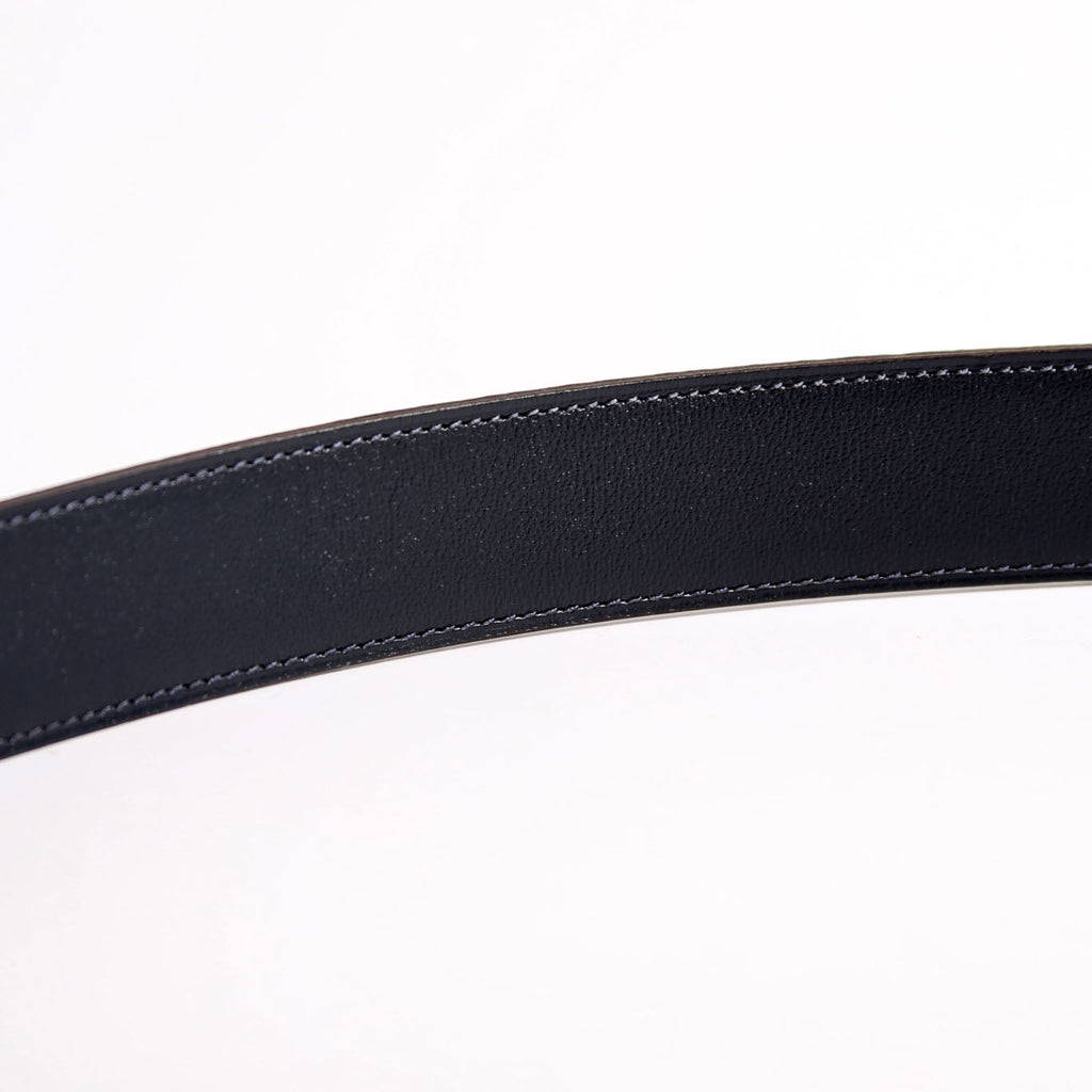 H Buckle 32MM Reversible Leather Belt Size 105 Grey/Navy