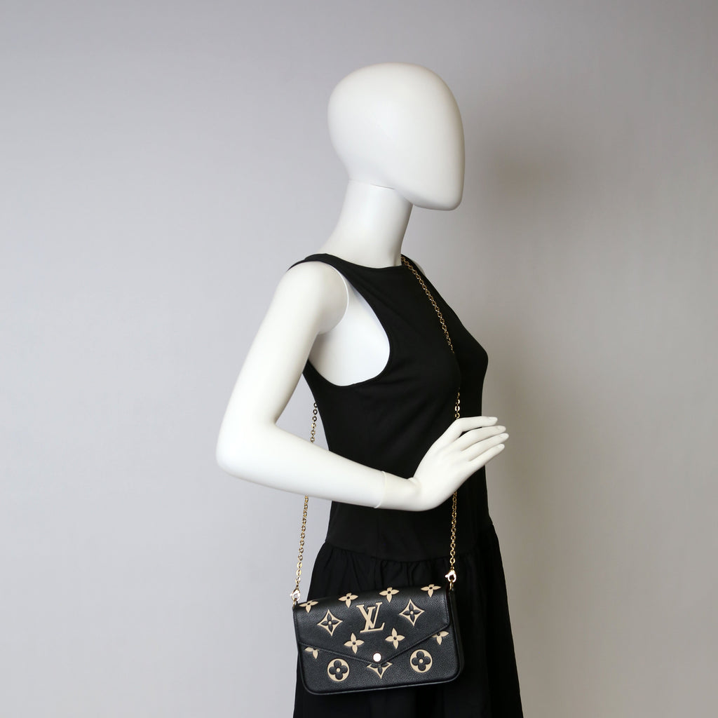 Pochette Felicie Bicolor Empreinte Black/Beige
