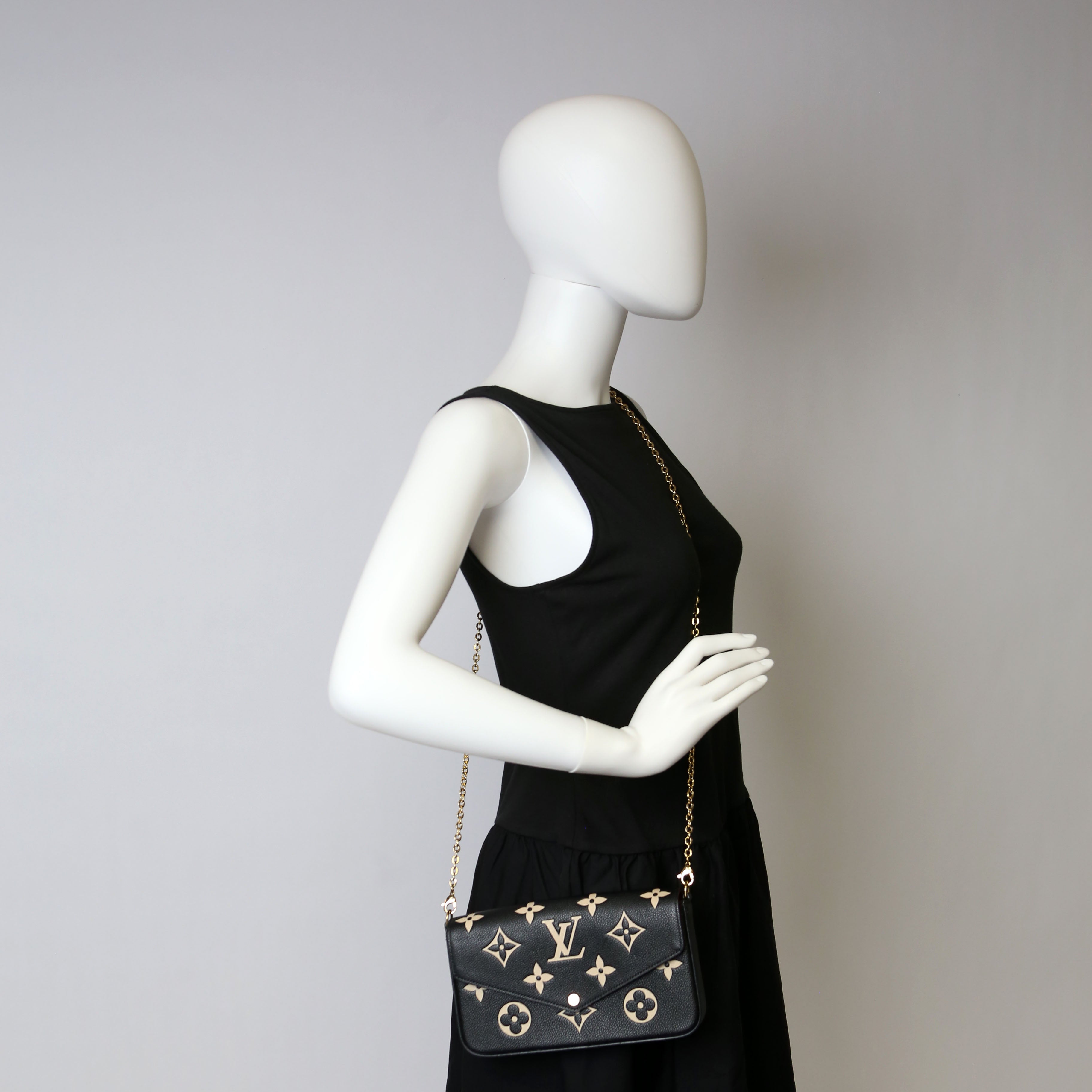 Pochette Felicie Bicolor Empreinte Black/Beige