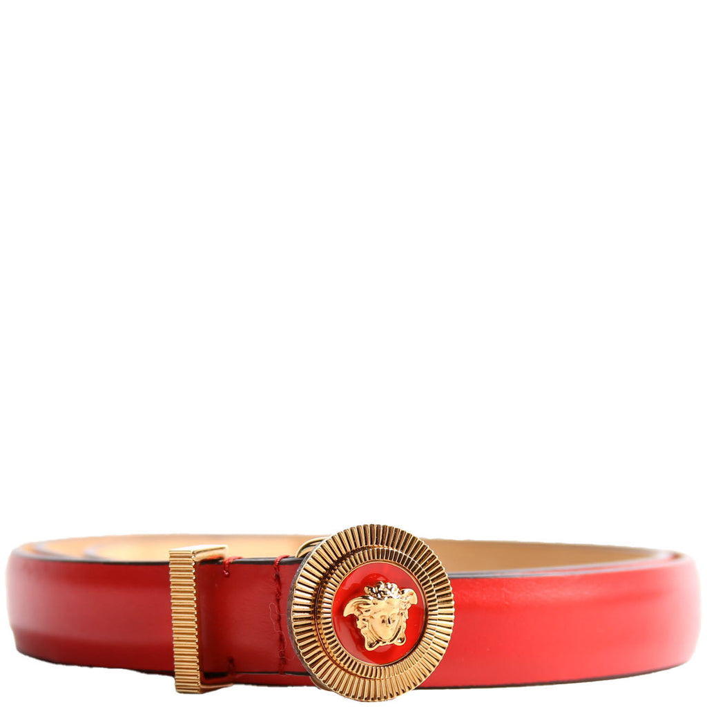 1004794 Medallion Medusa Leather 20MM Belt Size 90/36 Red/Gold