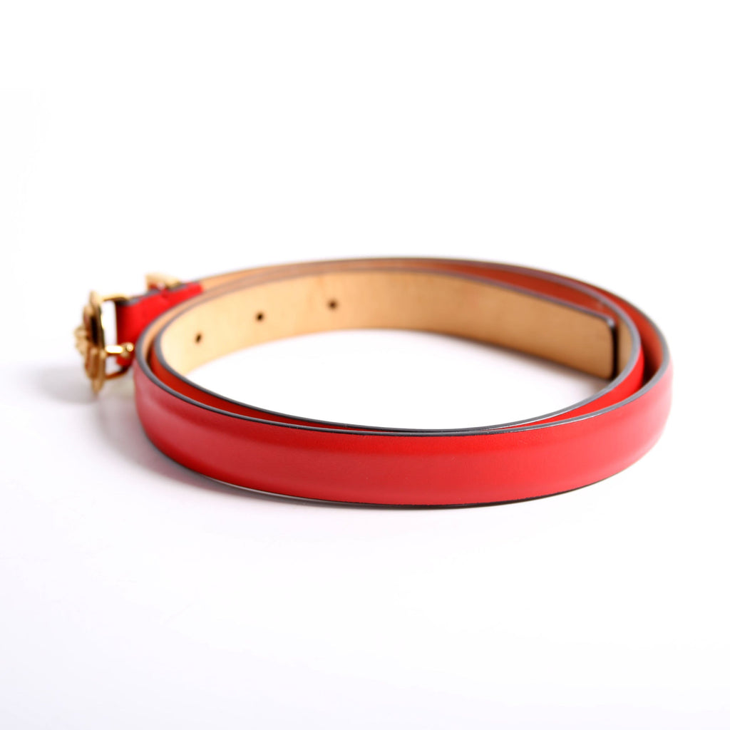 1004794 Medallion Medusa Leather 20MM Belt Size 90/36 Red/Gold