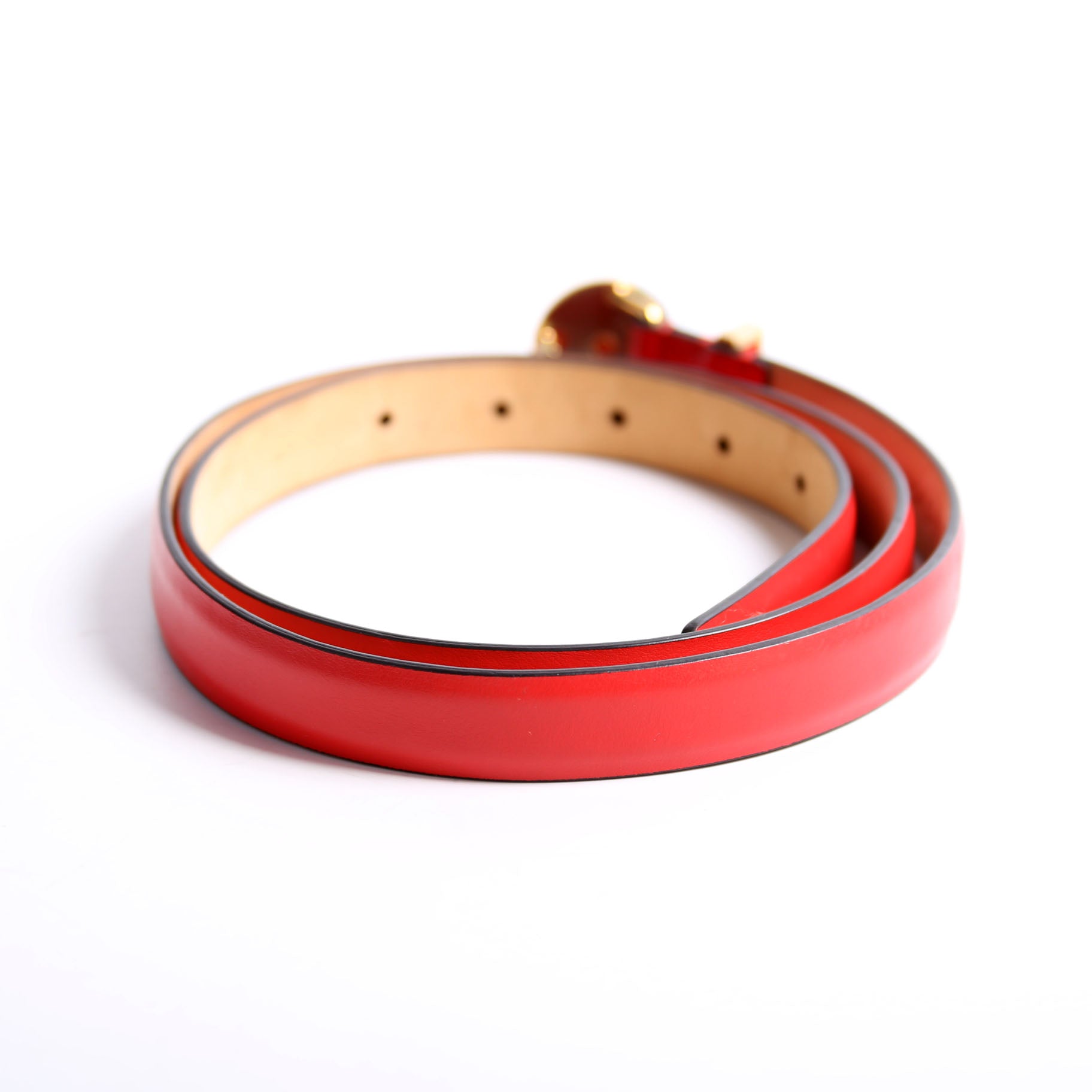 1004794 Medallion Medusa Leather 20MM Belt Size 90/36 Red/Gold
