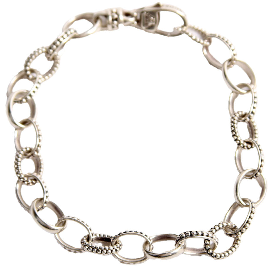 Signature Caviar Bead Link 8MM Bracelet 925
