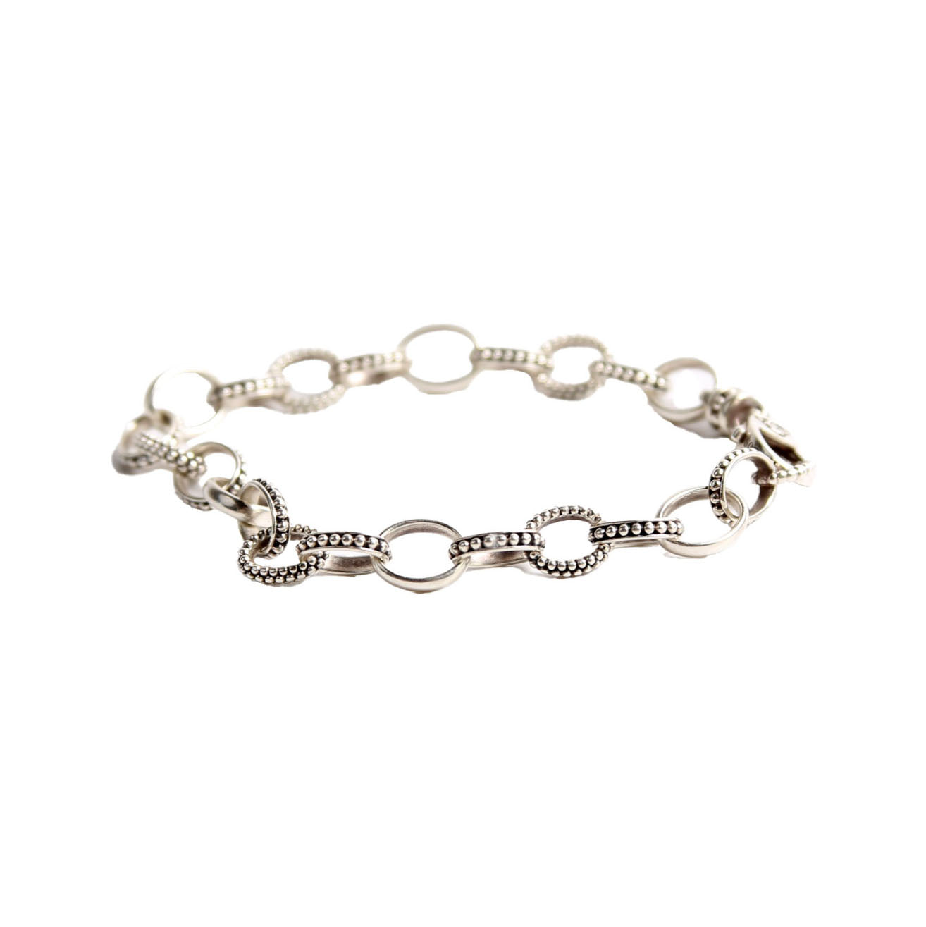 Signature Caviar Bead Link 8MM Bracelet 925