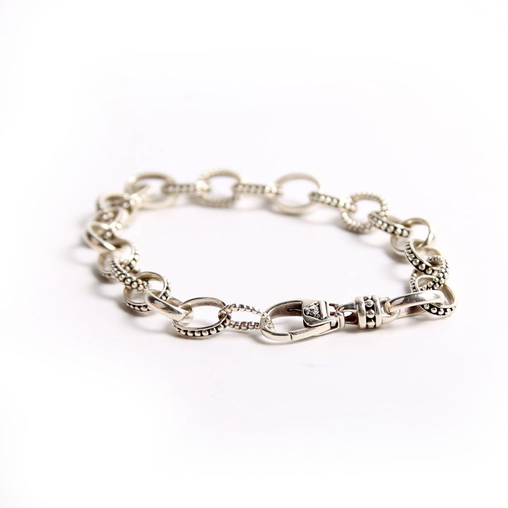 Signature Caviar Bead Link 8MM Bracelet 925