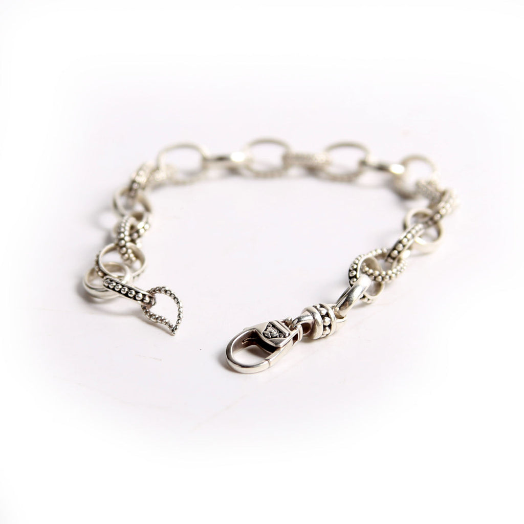 Signature Caviar Bead Link 8MM Bracelet 925