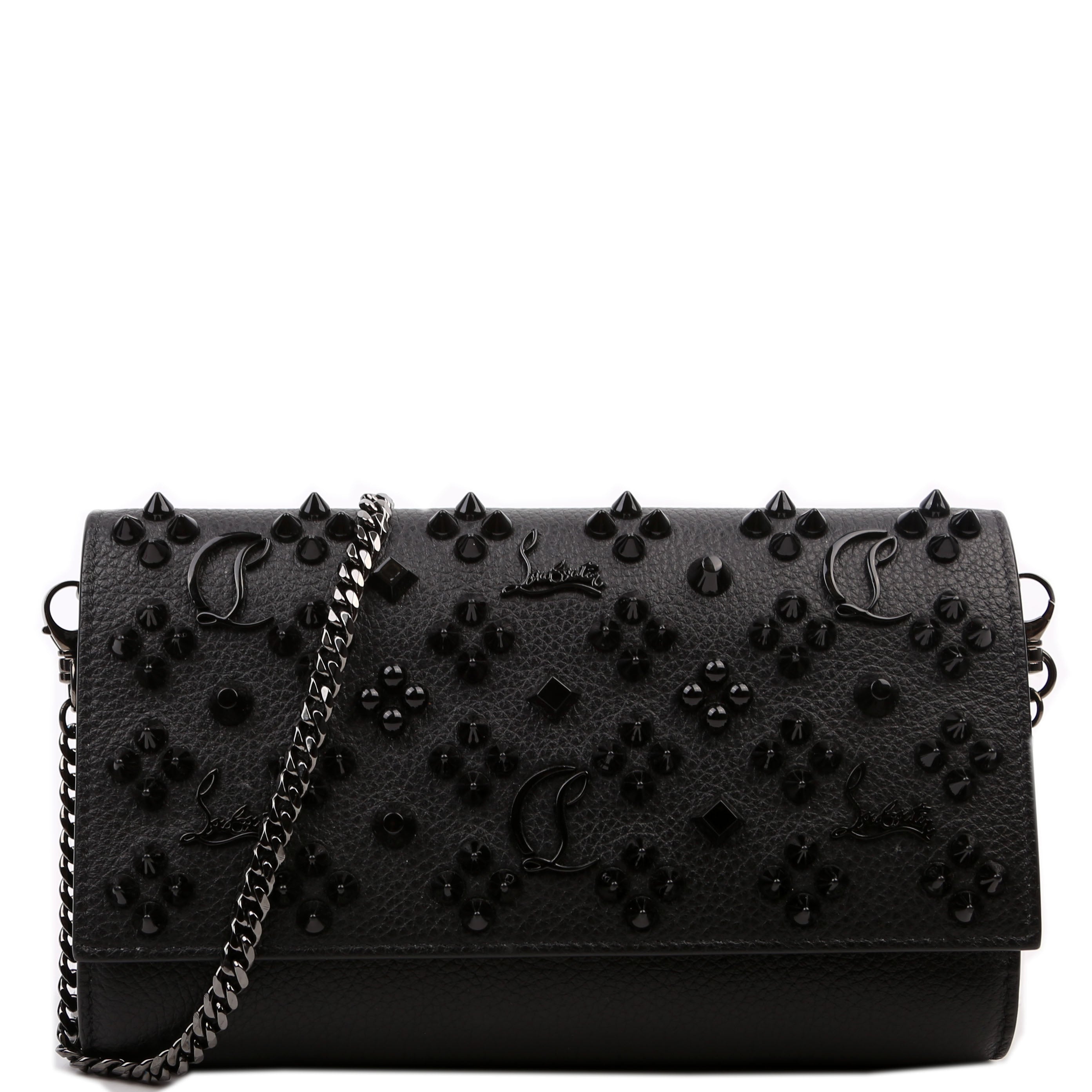 Paloma Loubinthesky Chain Clutch Leather Black
