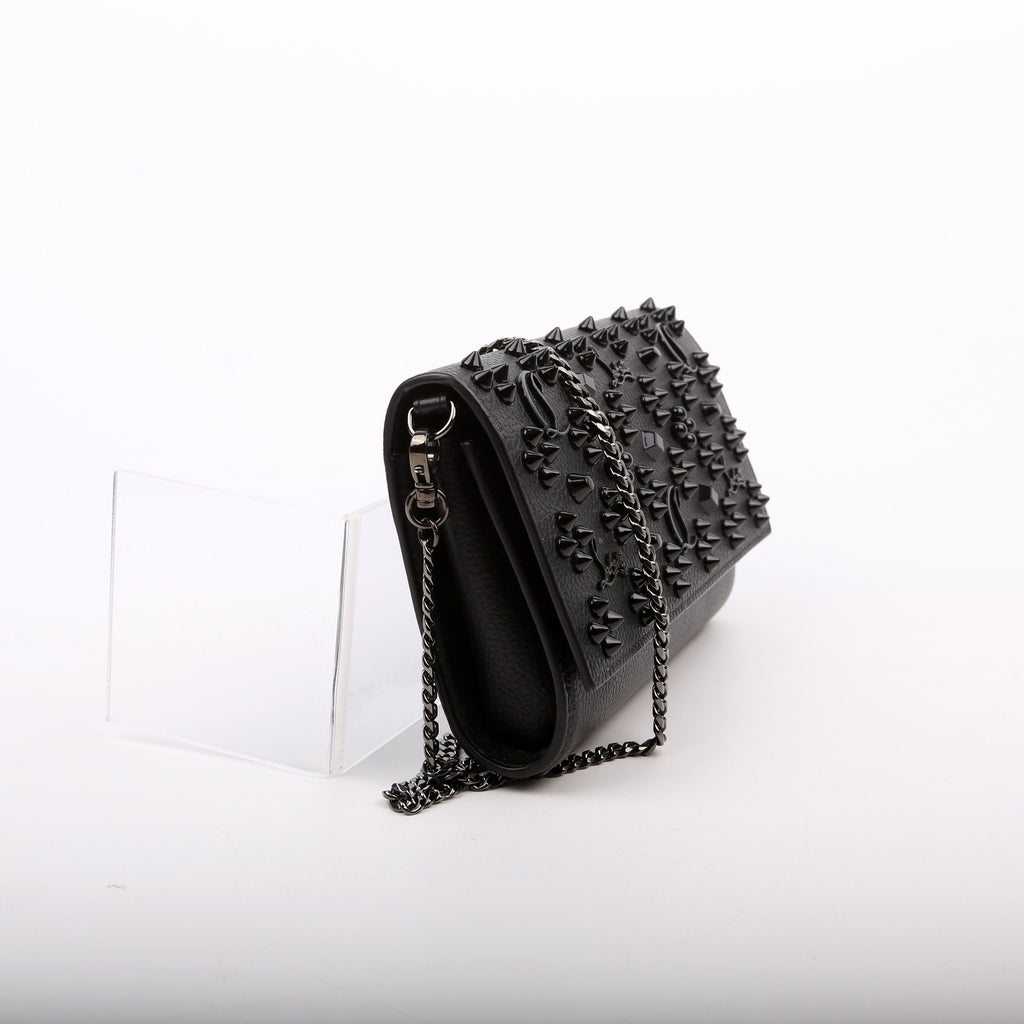 Paloma Loubinthesky Chain Clutch Leather Black