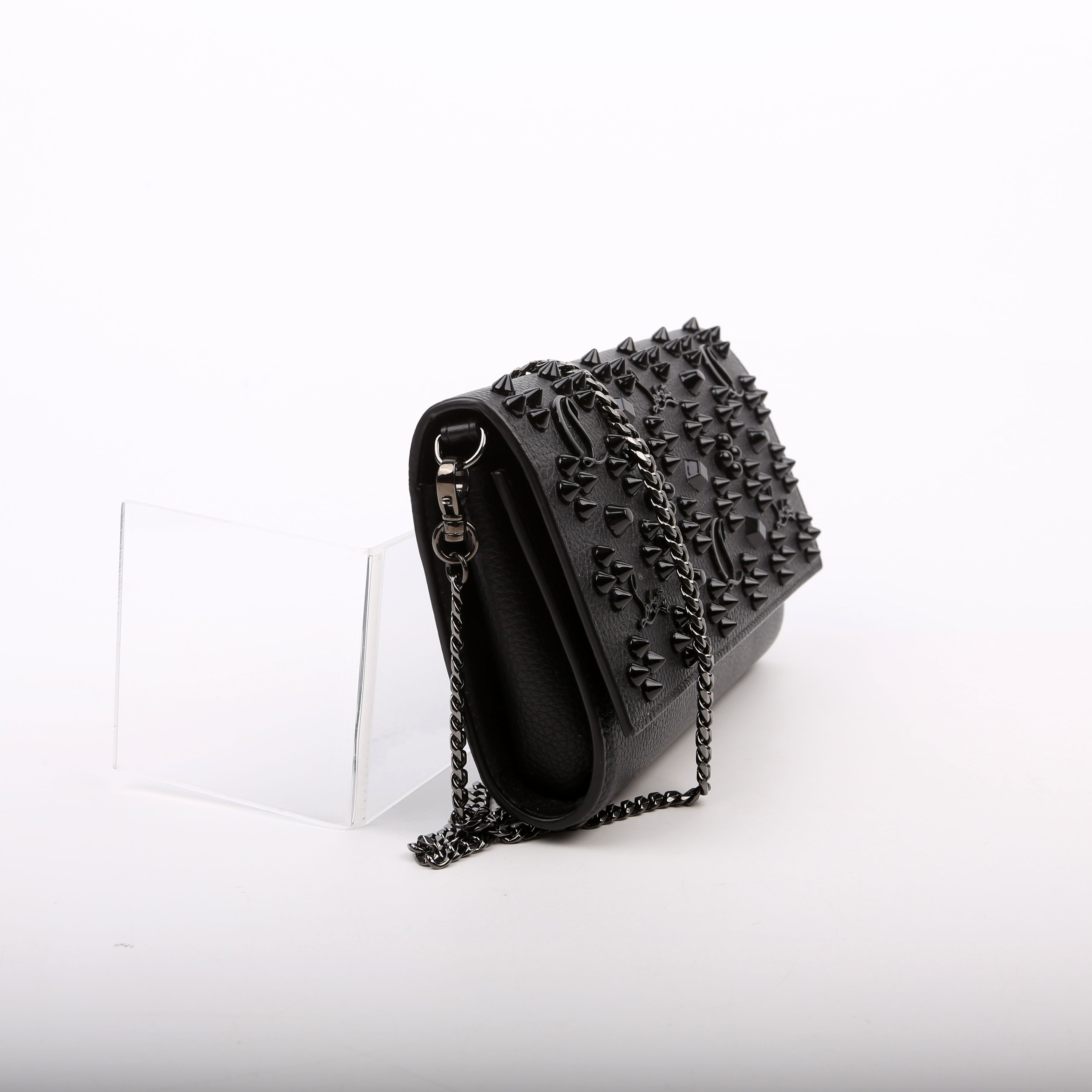 Paloma Loubinthesky Chain Clutch Leather Black