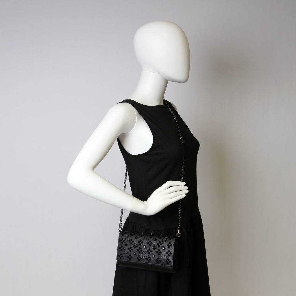 Paloma Loubinthesky Chain Clutch Leather Black