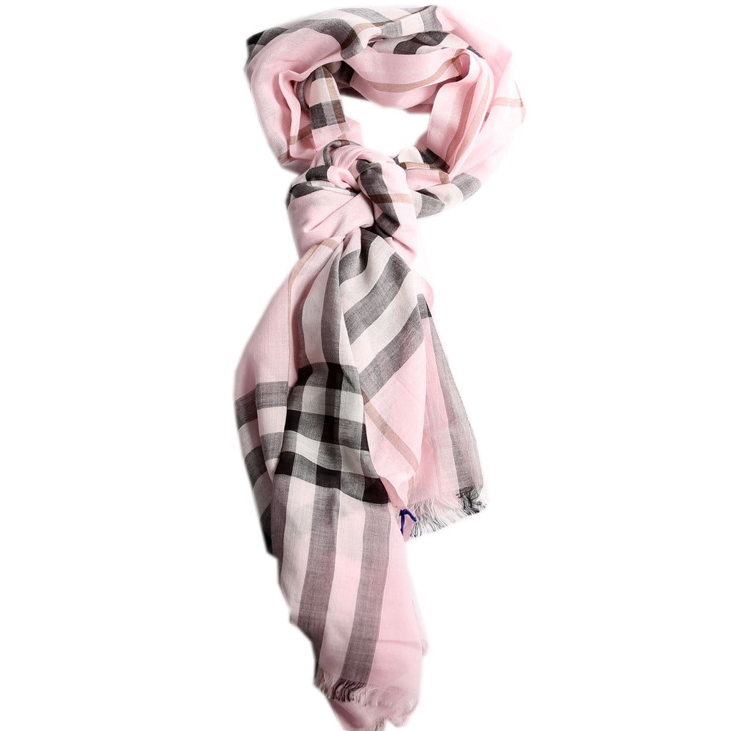 Knight Stamp/Check Cashmere Scarf Pink/Multicolor