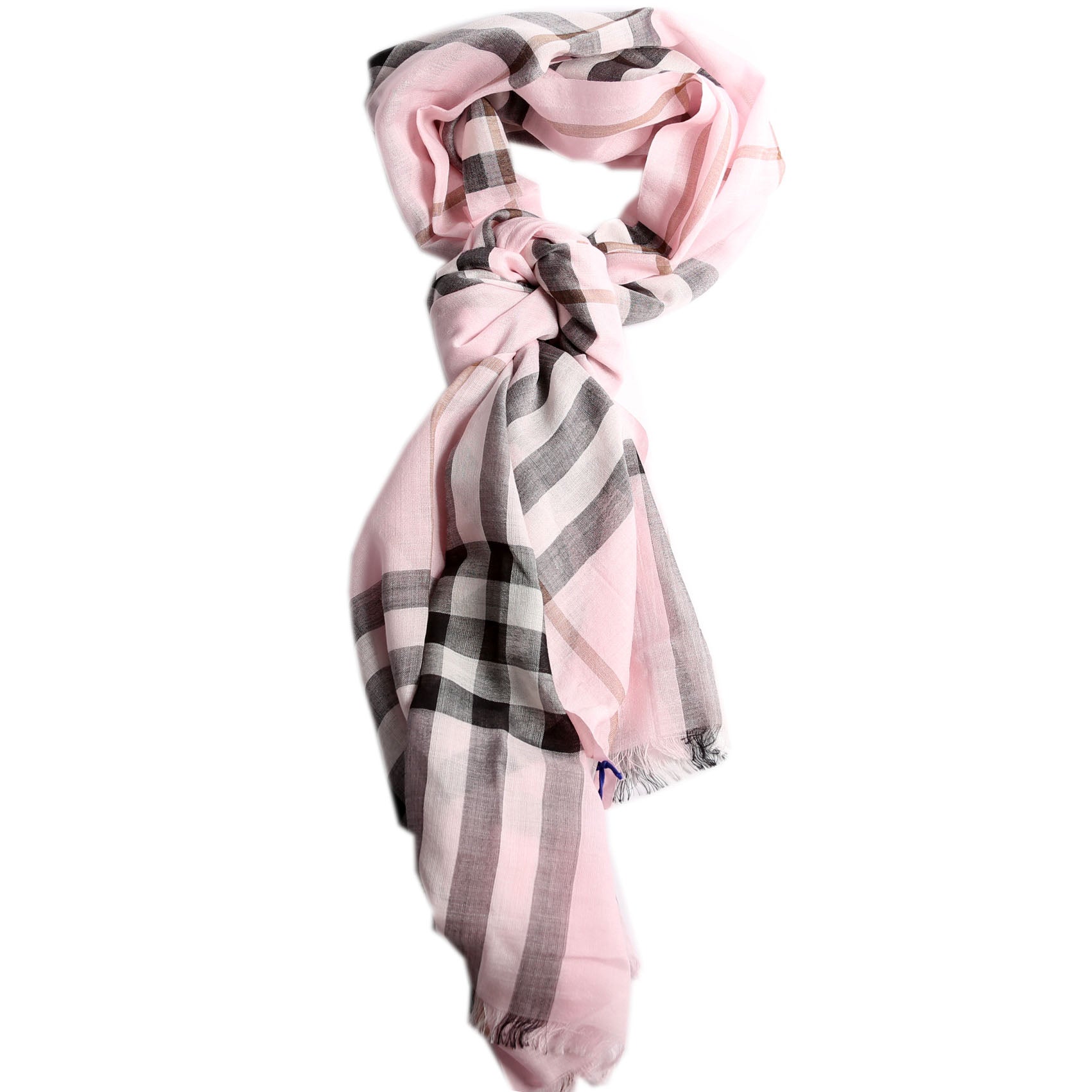 Knight Stamp/Check Cashmere Scarf Pink/Multicolor
