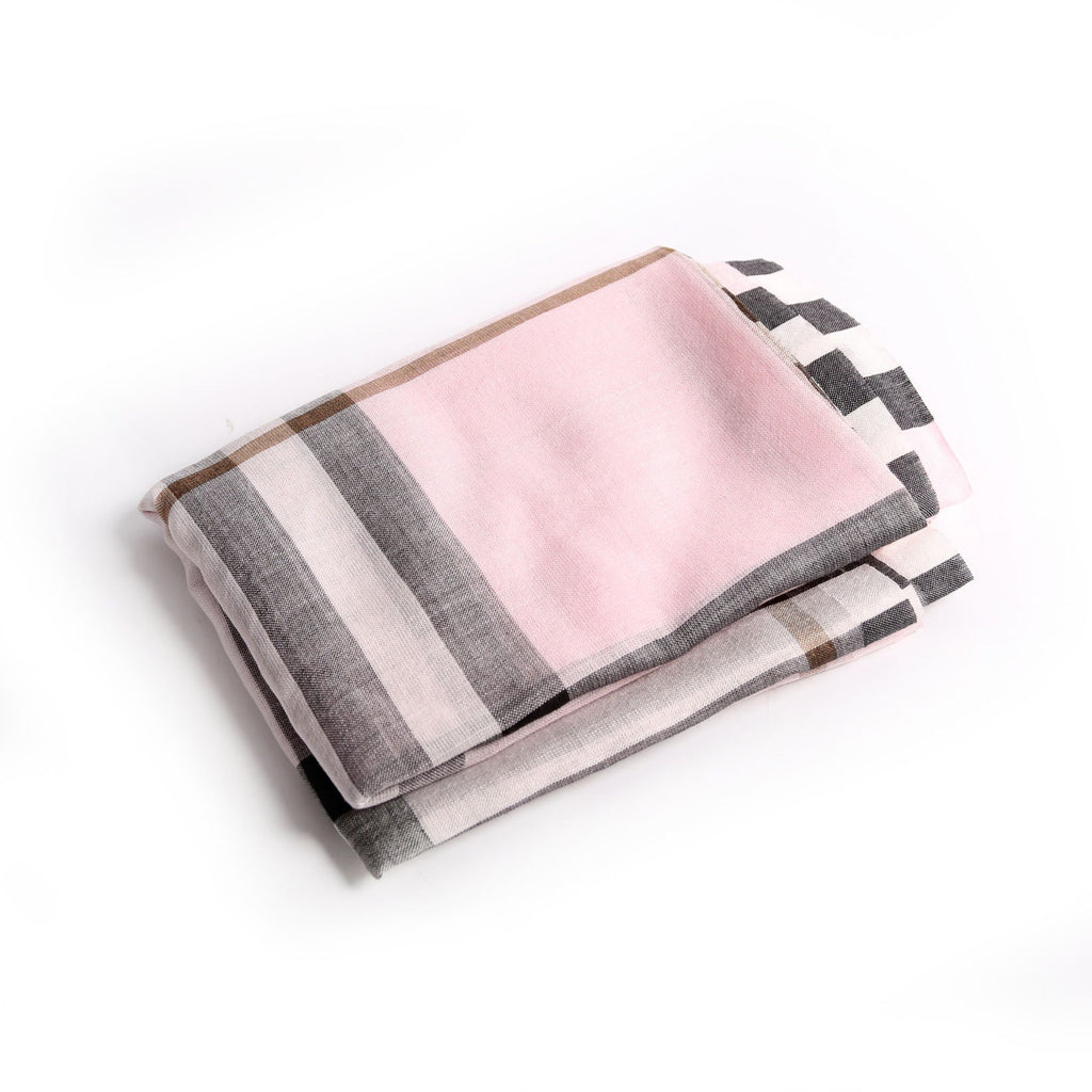 Knight Stamp/Check Cashmere Scarf Pink/Multicolor