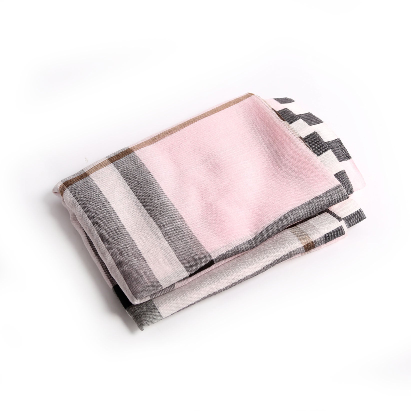 Knight Stamp/Check Cashmere Scarf Pink/Multicolor