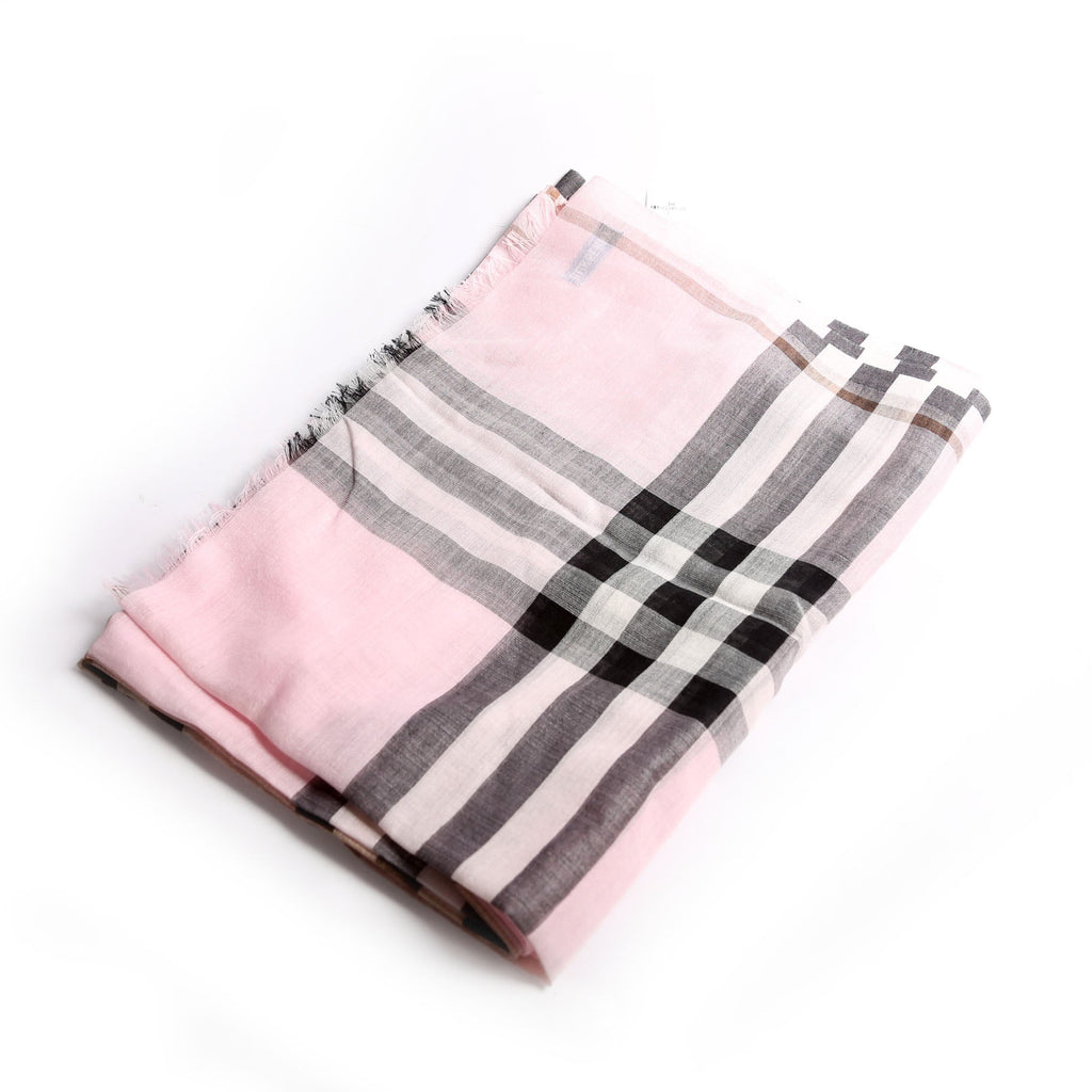 Knight Stamp/Check Cashmere Scarf Pink/Multicolor