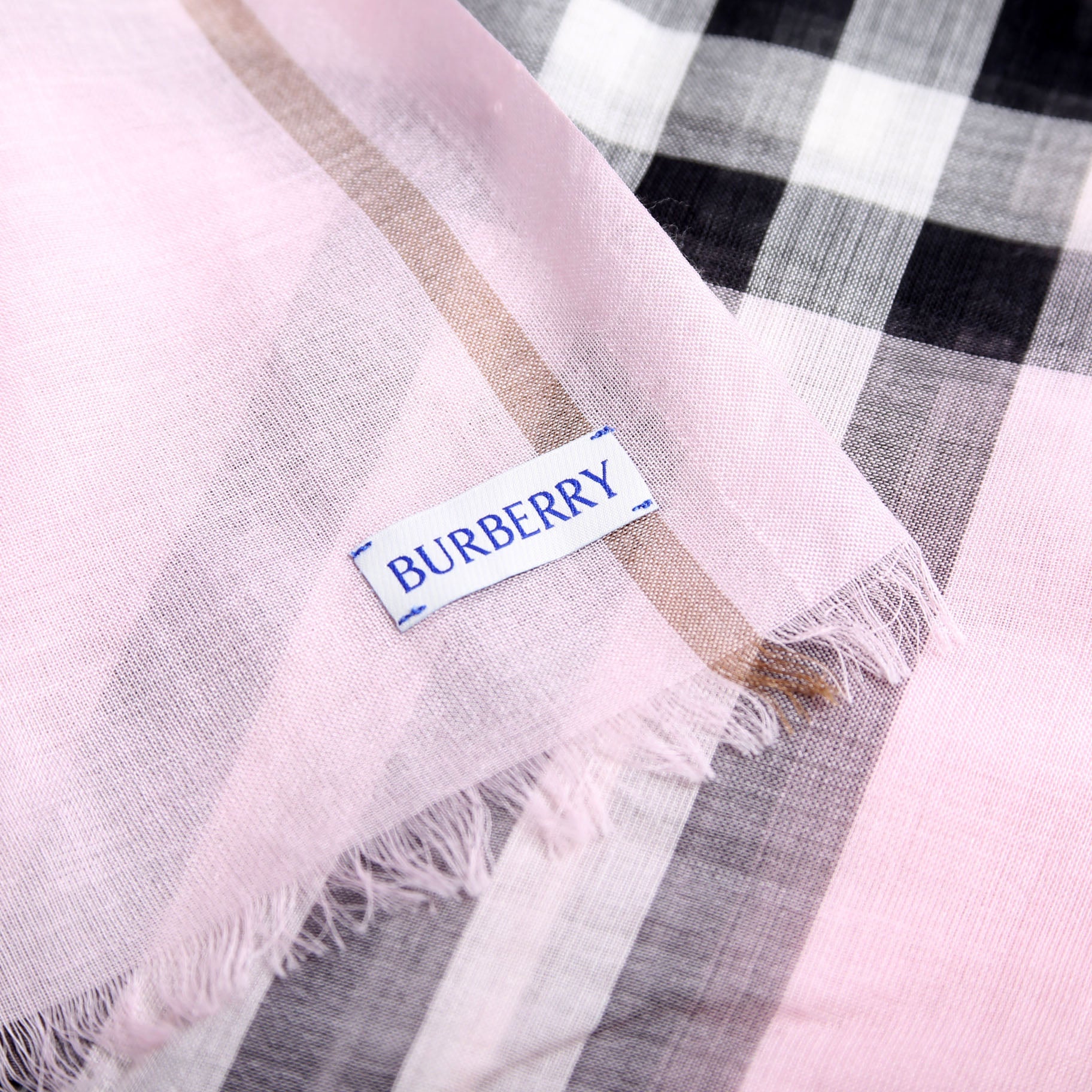 Knight Stamp/Check Cashmere Scarf Pink/Multicolor