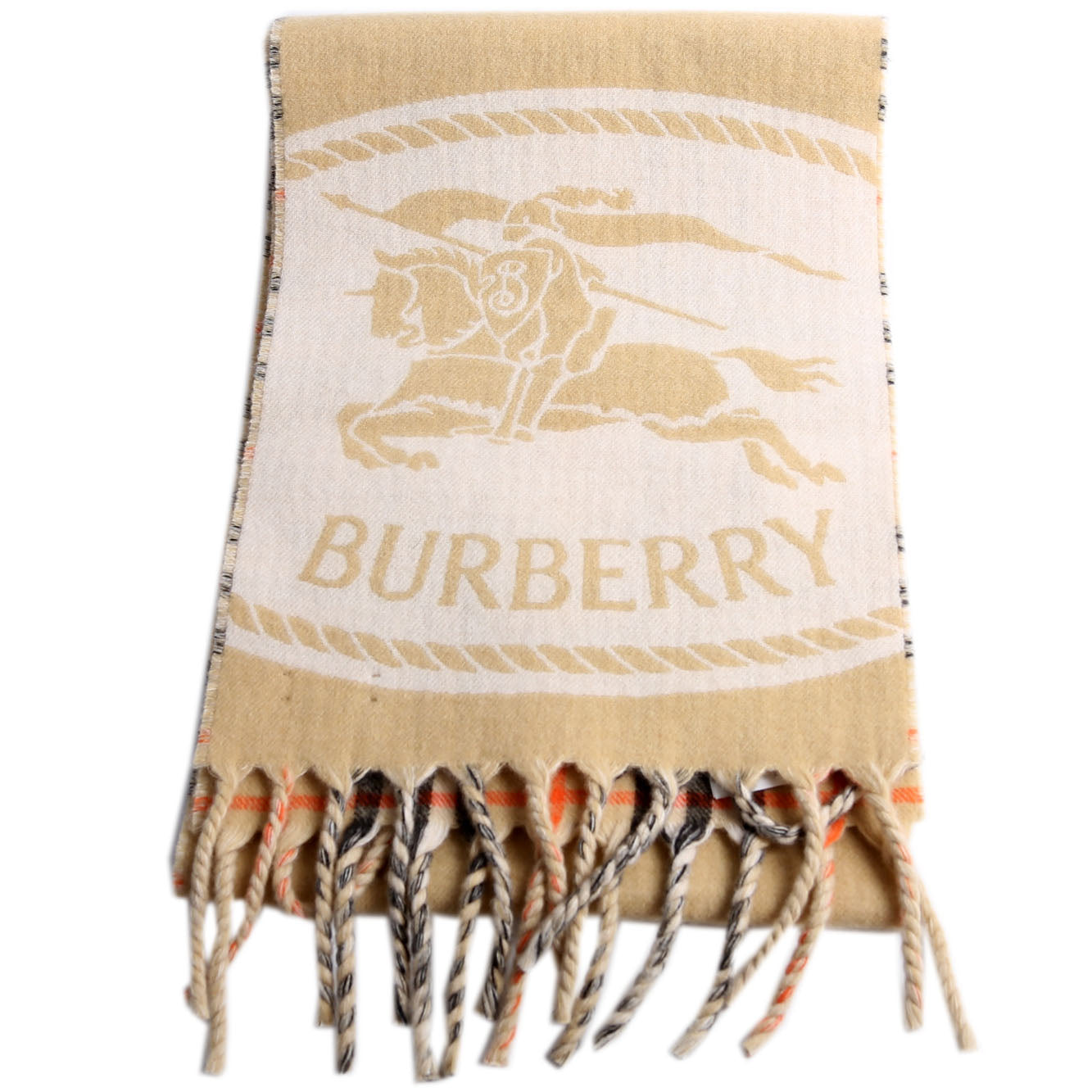 Giant Check Lightweight Wool/Silk Scarf Beige/Multicolor