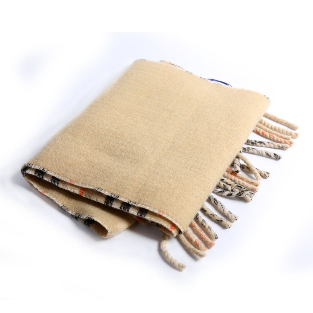 Giant Check Lightweight Wool/Silk Scarf Beige/Multicolor