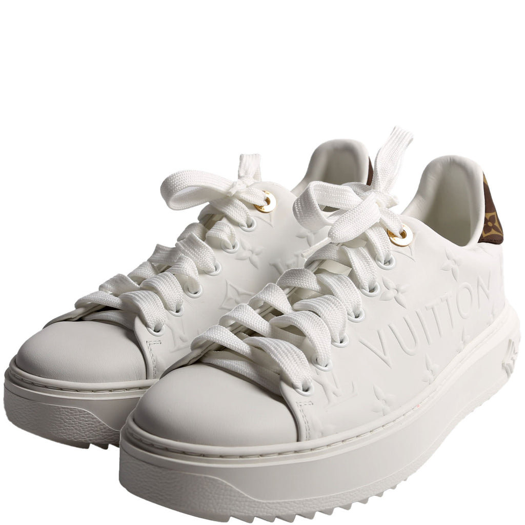 Timeout Empreinte Monogram Leather Sneakers Size 37.5 White