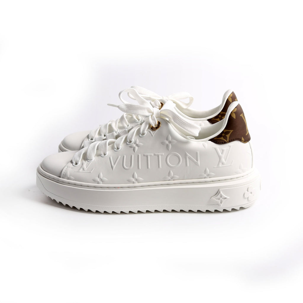 Timeout Empreinte Monogram Leather Sneakers Size 37.5 White