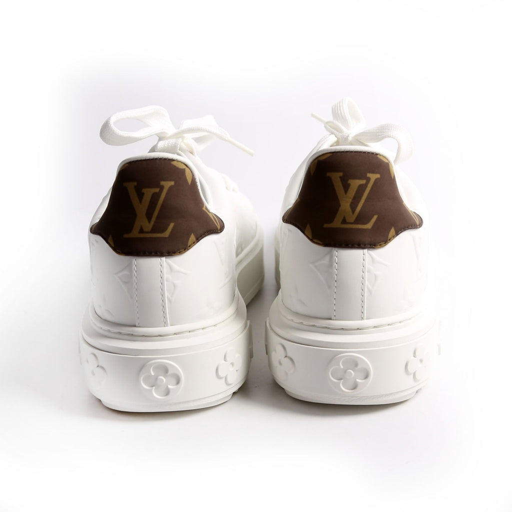 Timeout Empreinte Monogram Leather Sneakers Size 37.5 White