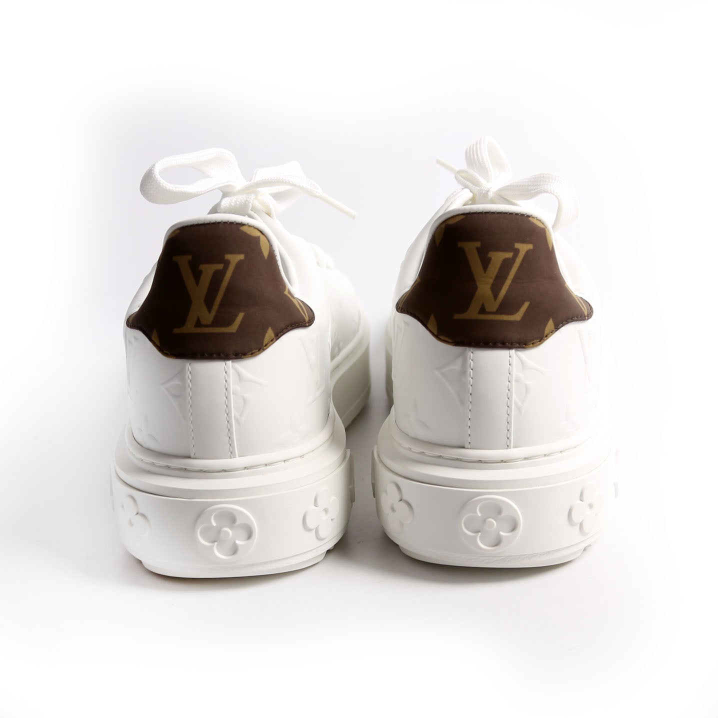 Timeout Empreinte Monogram Leather Sneakers Size 37.5 White