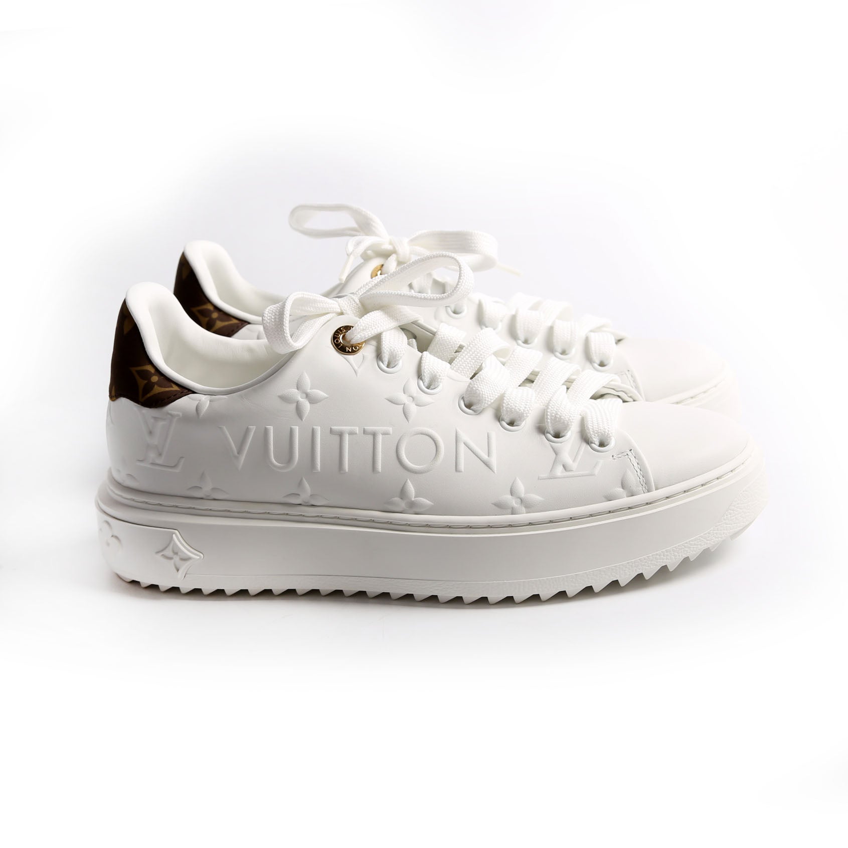 Timeout Empreinte Monogram Leather Sneakers Size 37.5 White