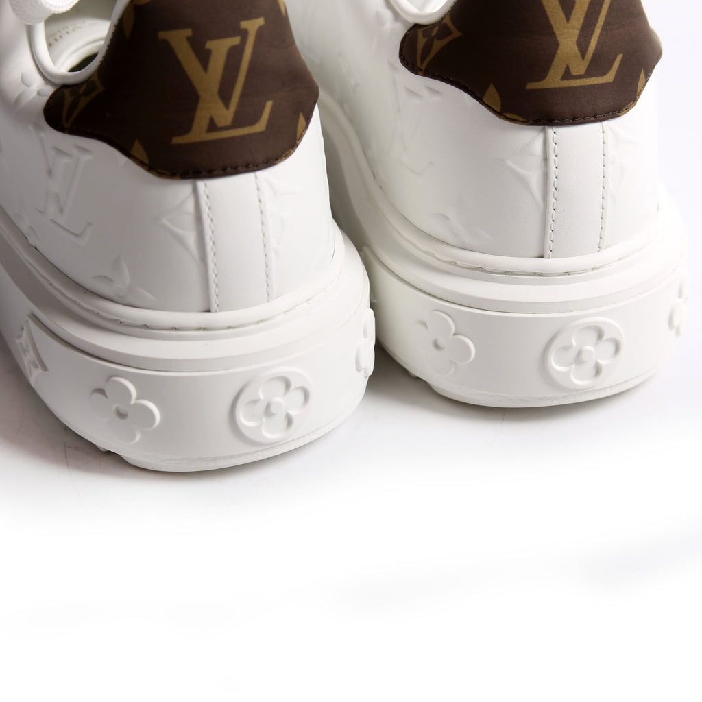 Timeout Empreinte Monogram Leather Sneakers Size 37.5 White