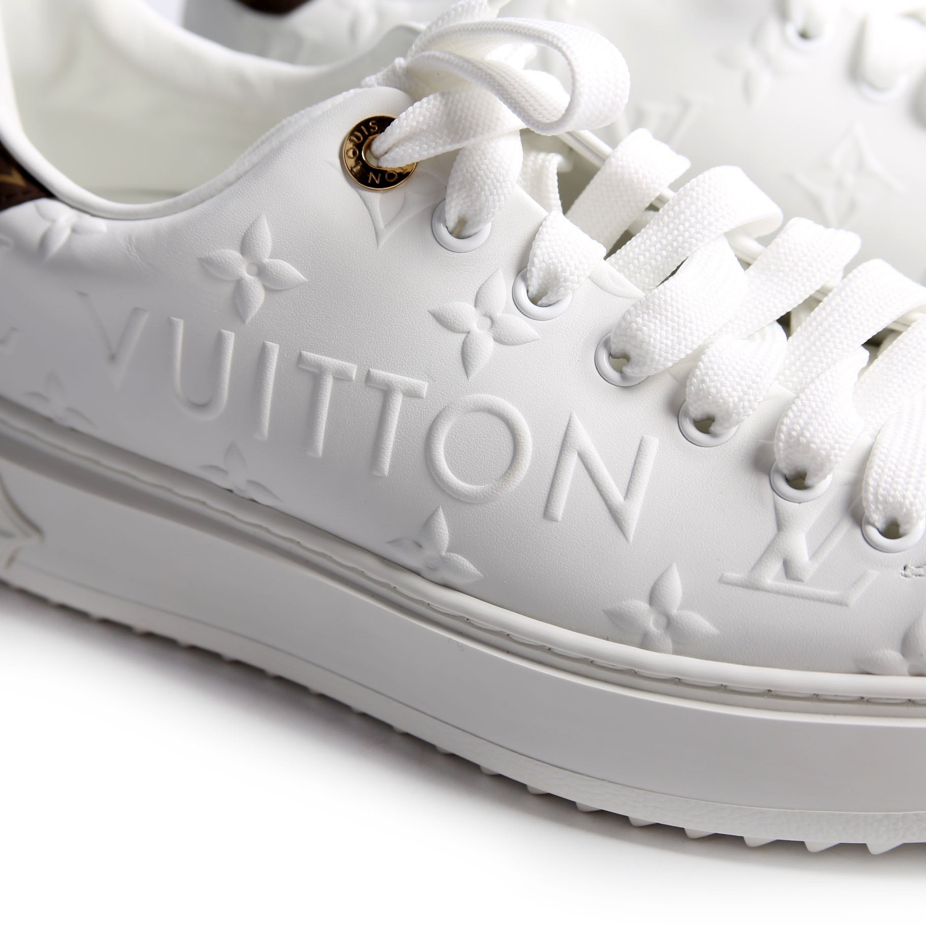 Timeout Empreinte Monogram Leather Sneakers Size 37.5 White
