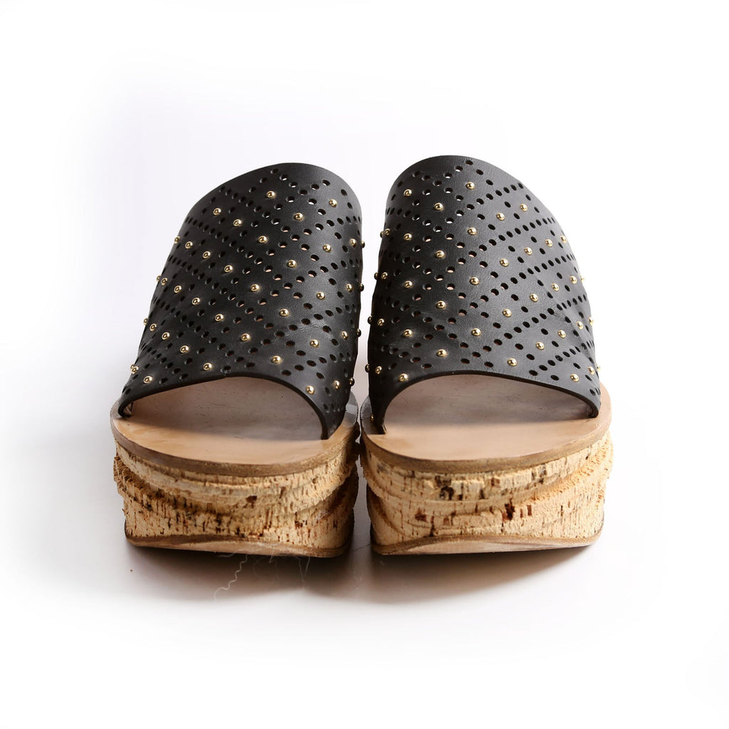 Camille Cork Platform Sandals Size 39 Black