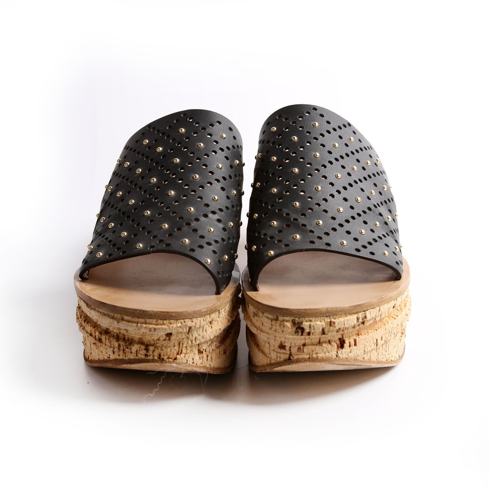 Camille Cork Platform Sandals Size 39 Black