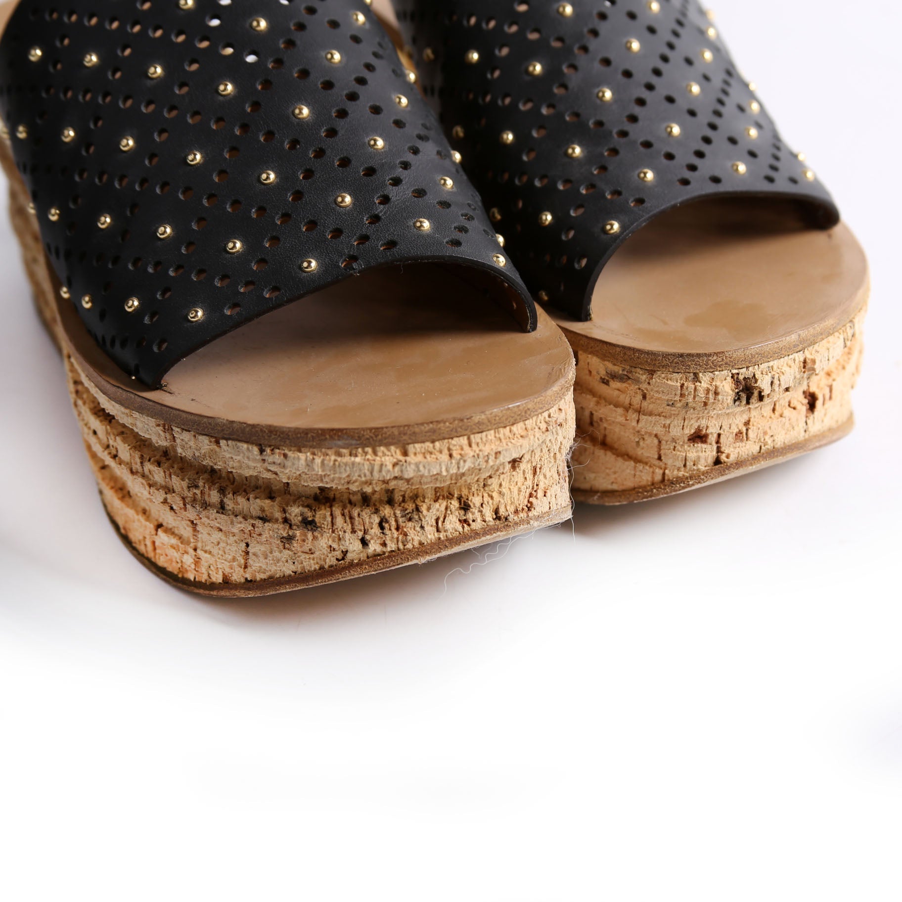 Camille Cork Platform Sandals Size 39 Black