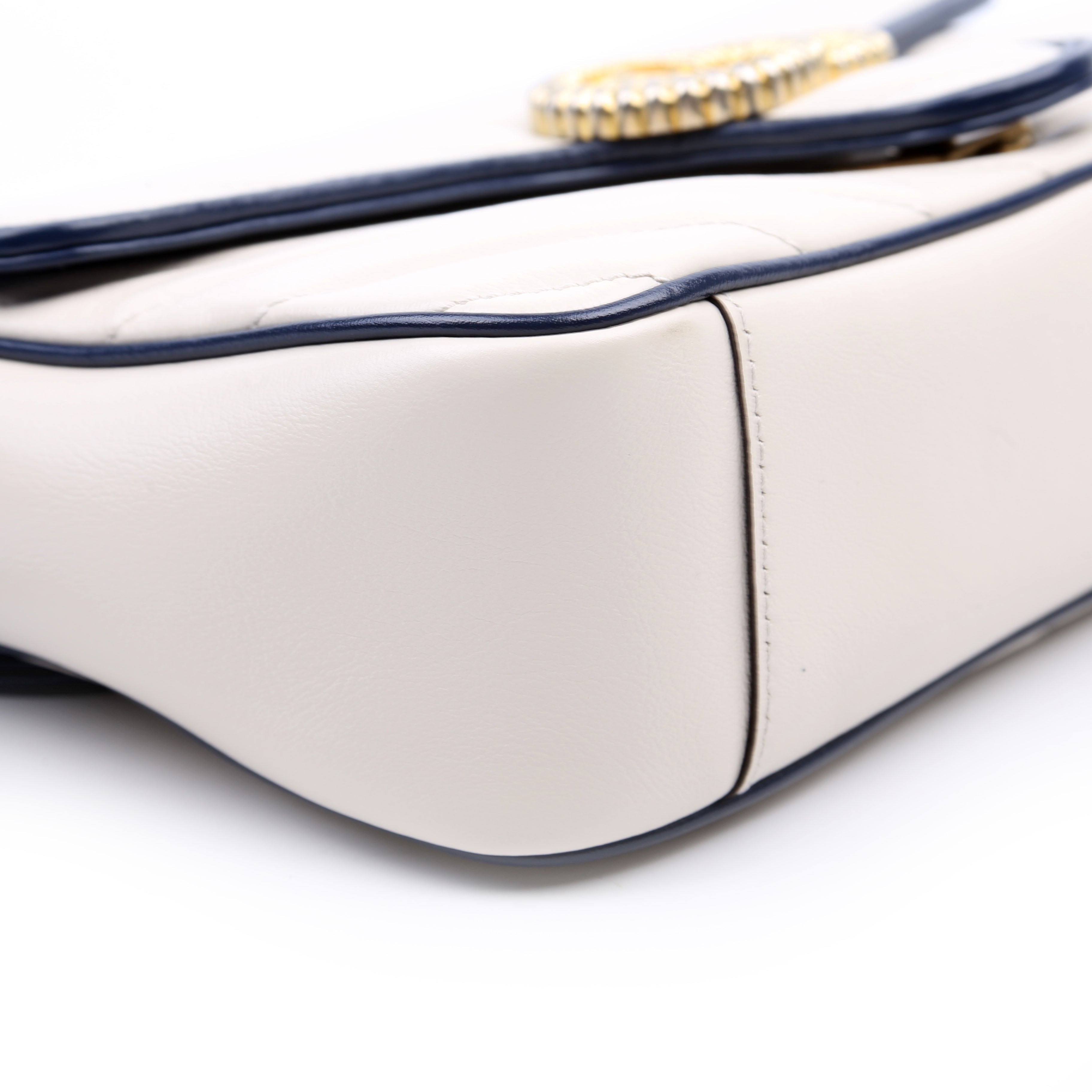 443497 Marmont Torchon Shoulder Small Flap Ivory/Navy