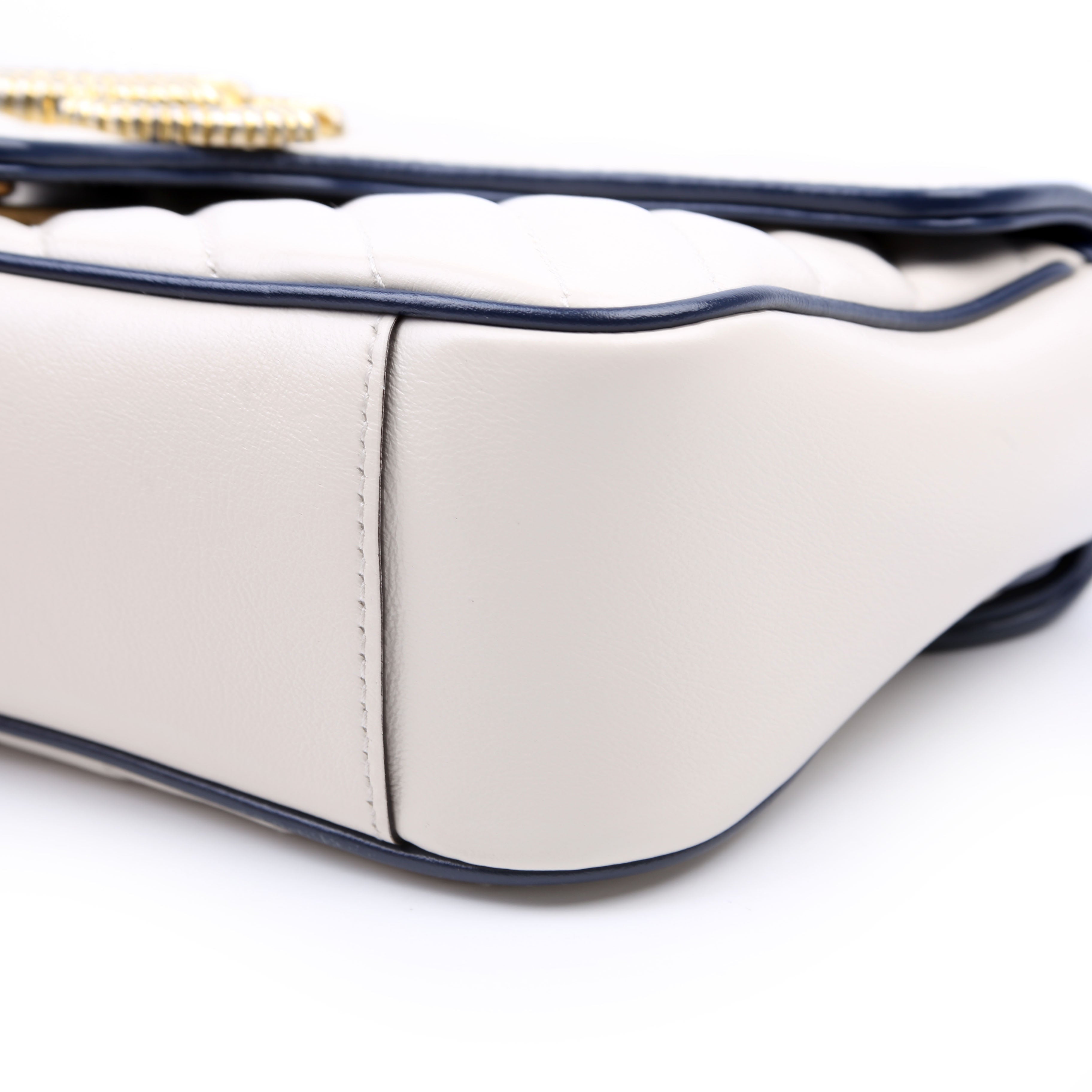443497 Marmont Torchon Shoulder Small Flap Ivory/Navy