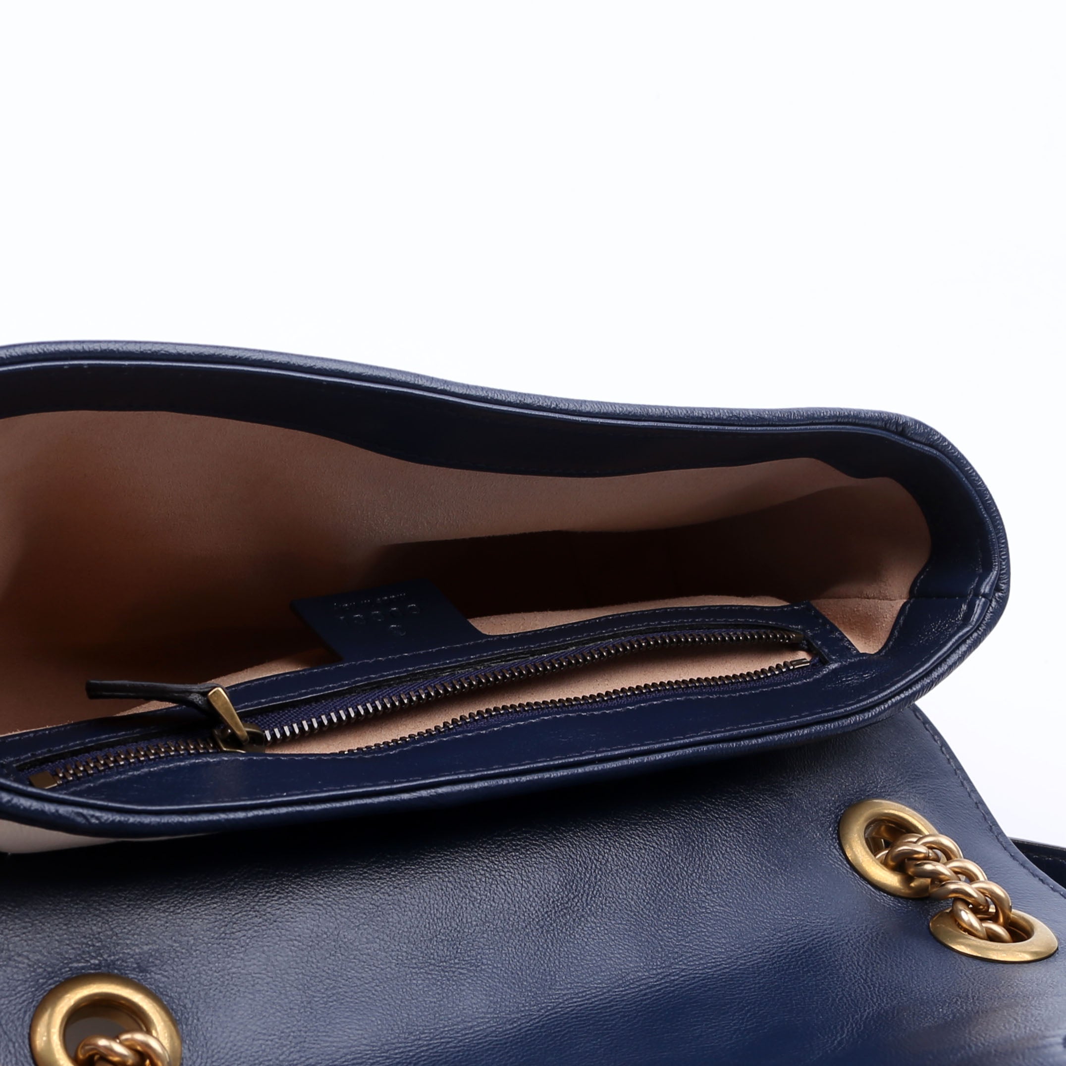 443497 Marmont Torchon Shoulder Small Flap Ivory/Navy