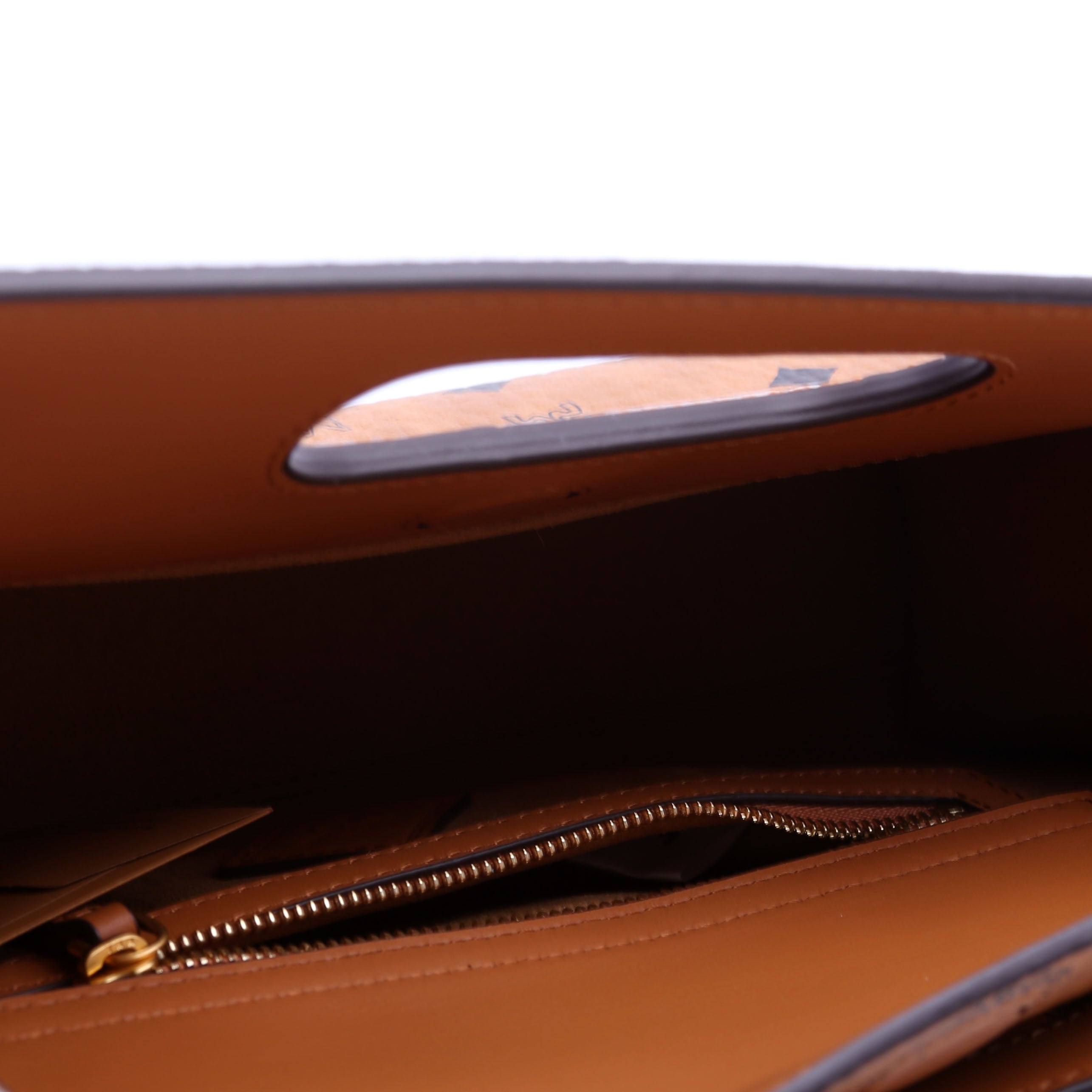 Visetos/Crocodile Embossed Leather Diamond Tote Small Cognac